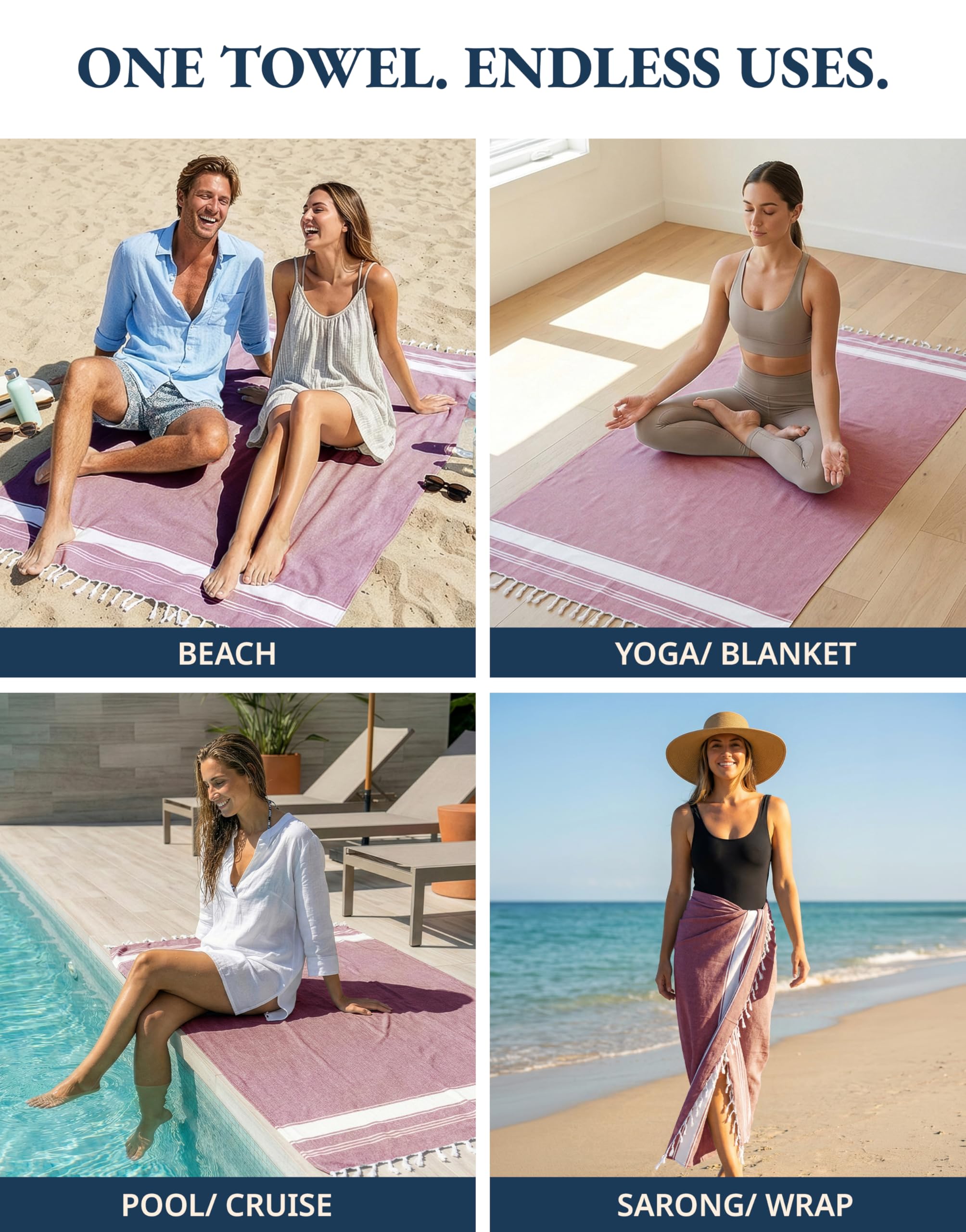 LANE LINEN Toalla de playa 100% algodón, 6 toallas de playa de gran tamaño, 39 x 71 pulgadas, toalla de piscina, toalla de playa de gran tamaño, toalla de playa absorbente extragrande, toalla de arena