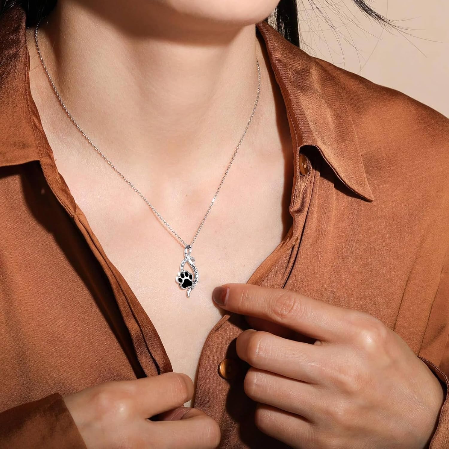 Silver Pet Paw Urn Necklace for Ashes - Dog Cat Memorial Jewelry Gifts for Women - Image 5