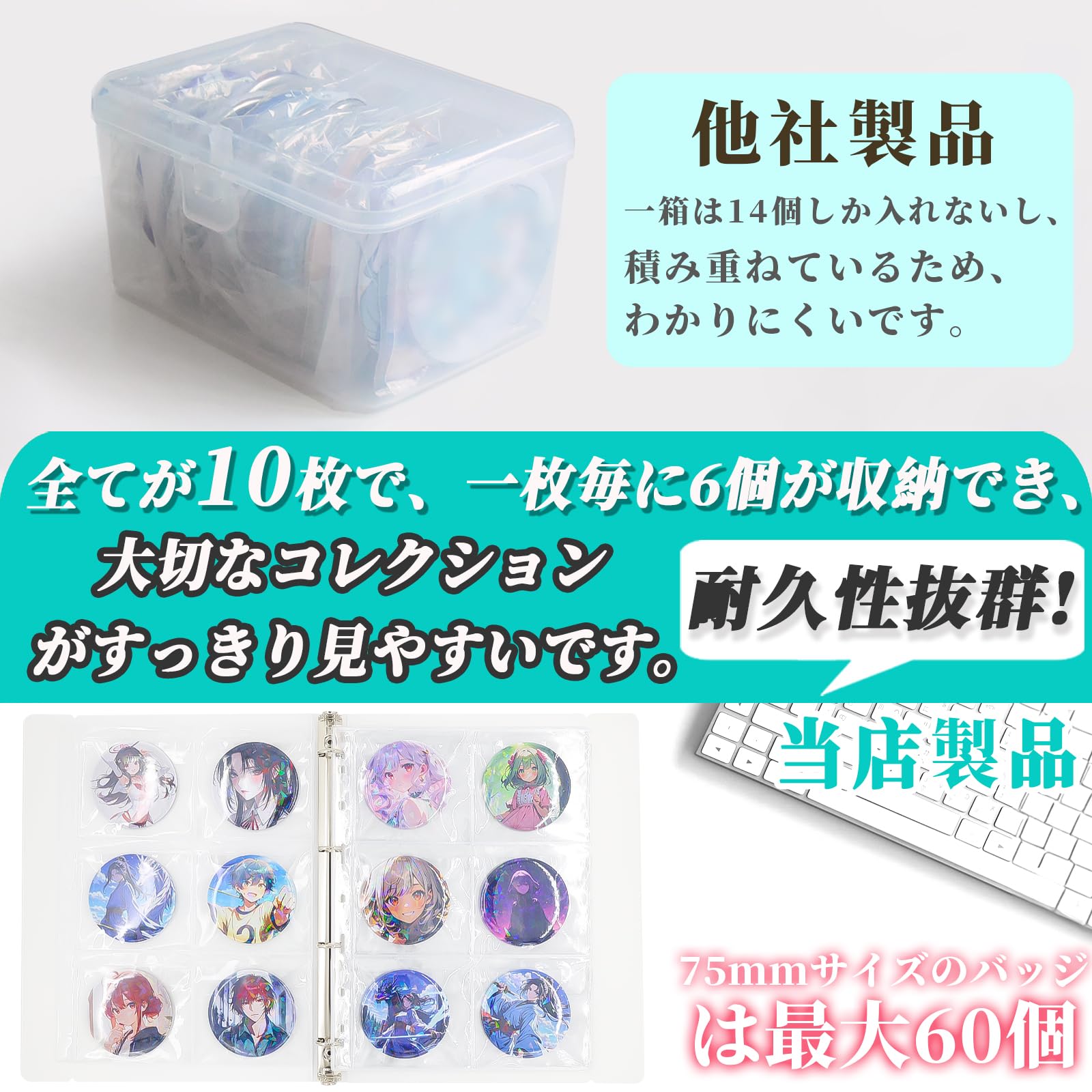 Amazon.co.jp: Goreson 75mm缶バッジ専用10枚 (追加版)収納