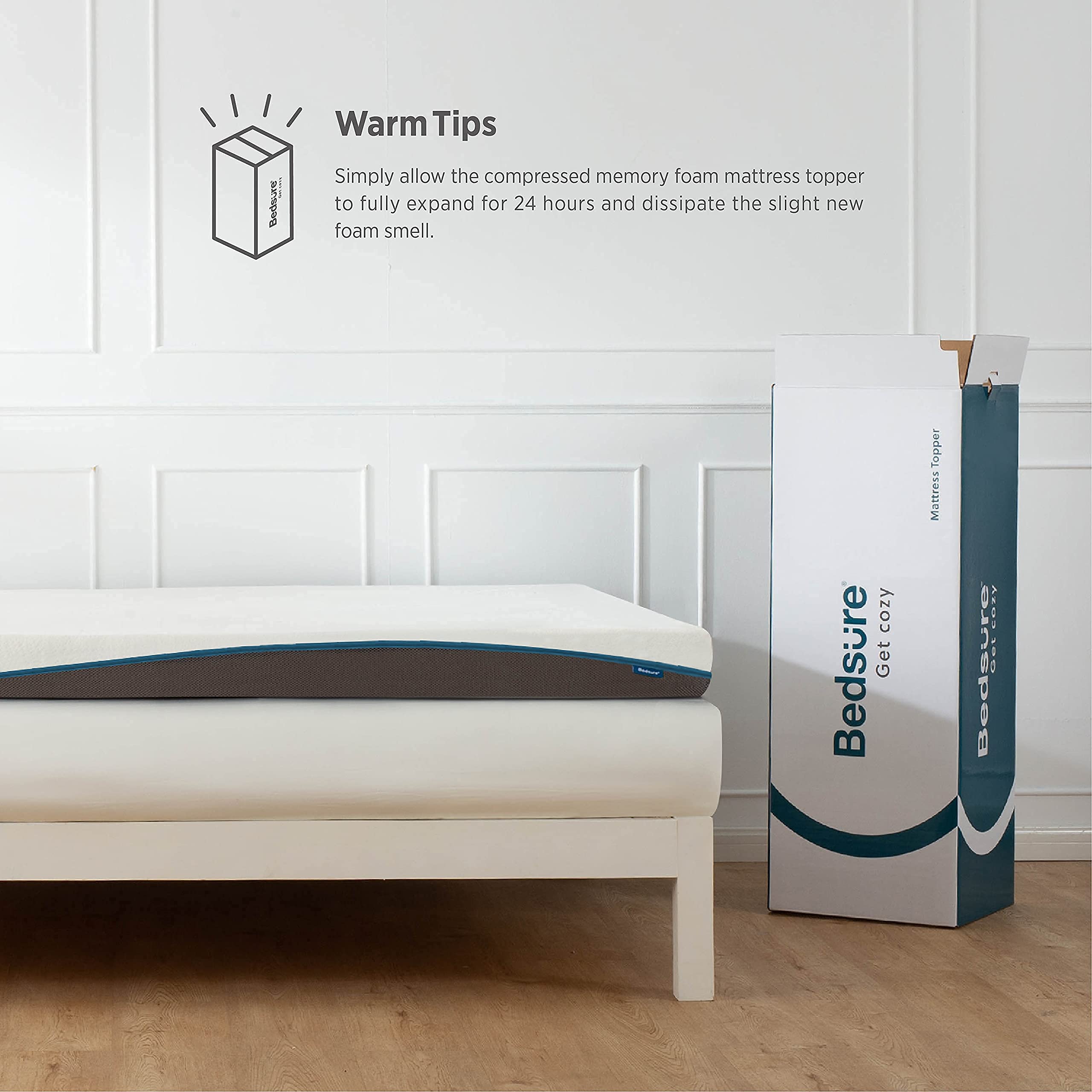 Bedsure 4 inch Memory Foam Mattress Topper Queen Size, SCurve