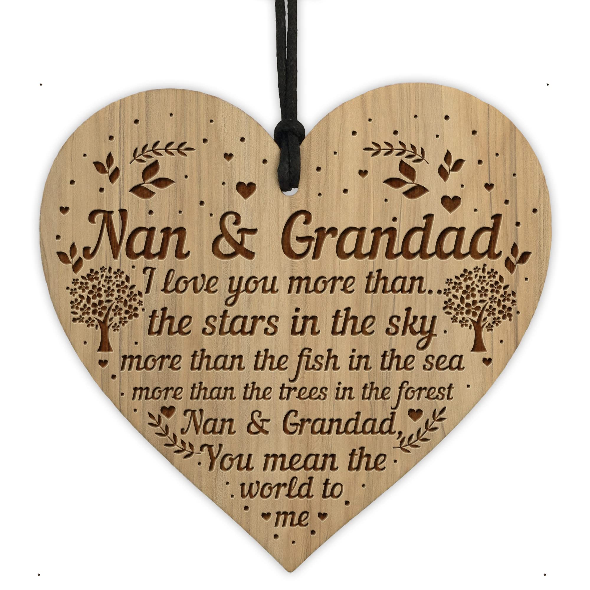 Red Ocean Nan And Grandad Sign Engraved Heart Gift For Grandparents Christmas Birthday Gift For Nan Grandad
