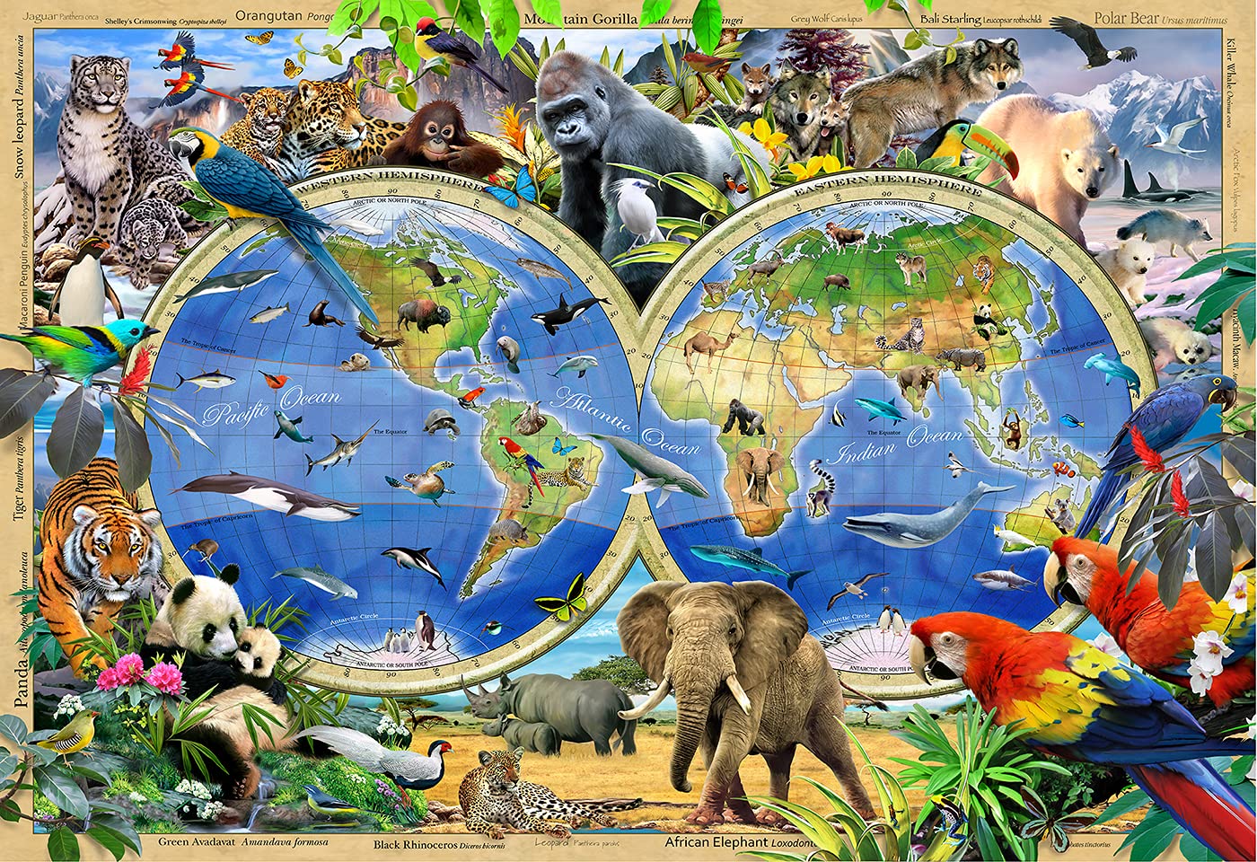 WOODEN.CITY Puzzle 1000 piezas de animales del reino, rompecabezas para adultos de madera de Howard Robinson