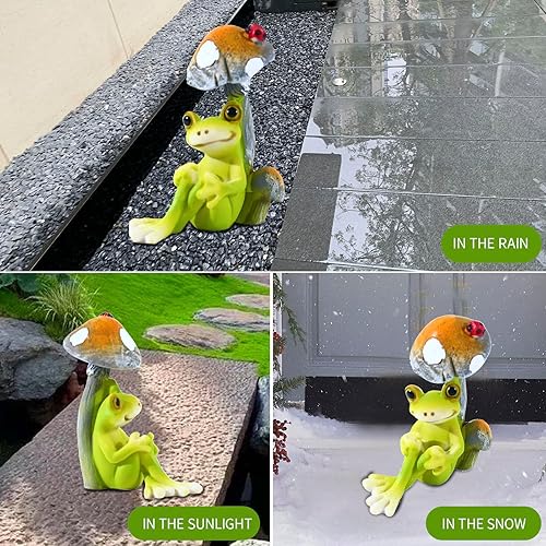Miniatura 4 de qumHmup Estatua de rana, escultura de animales de resina de mini rana para decoración interior y exterior, para jardín, patio, micro paisaje,