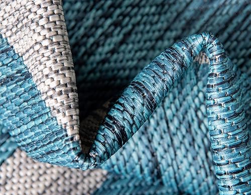 Miniatura 7 de Unique Loom Outdoor Botanical Collection - Alfombra rizada, 7 pies 1 pulgada x 10 pies, rectangular, verde azuladomarfil