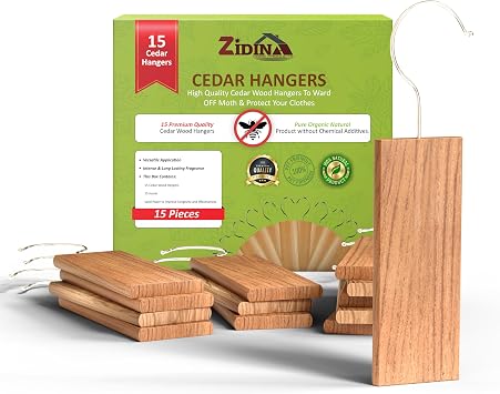 15 Pack Cedarwood Moth Repellent for Wardrobes and Drawers   100% Natural Hanging Cedar Blocks for Clothes Storage | Chemical-Free, Long-Lasting Moth Repellent for Clothes