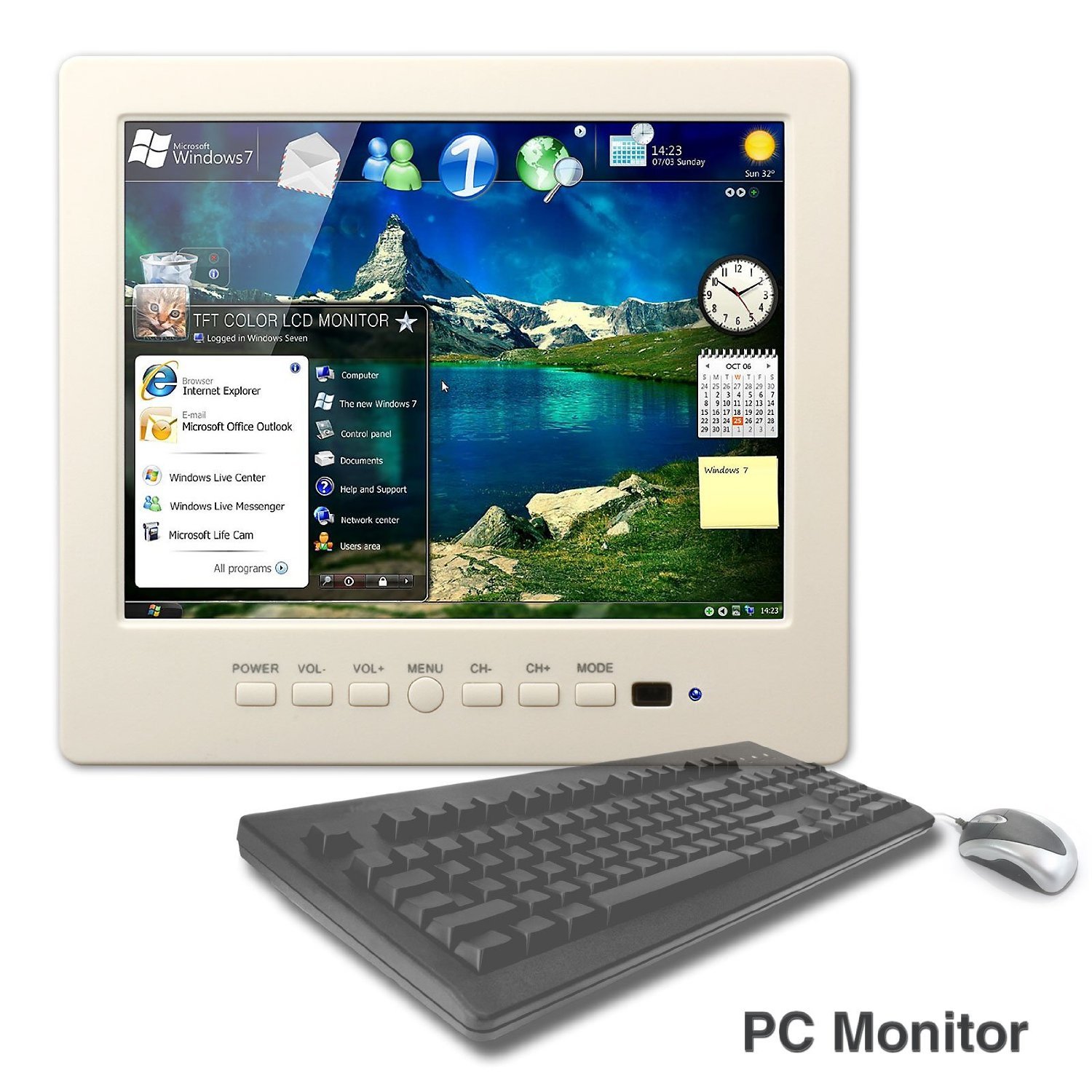 BW Monitor LCD a colori CCTV da 8 pollici con porta VGA BNC AV e altoparlante risoluzione 1024 * 768 - bianco