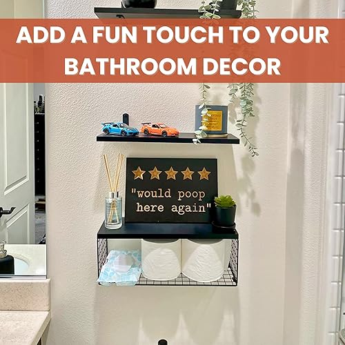 Miniatura 2 de Cartel divertido de cinco estrellas para baño, 8 x 12 pulgadas, decoración de pared de baño de granja, decoración de baño, divertido arte de pared