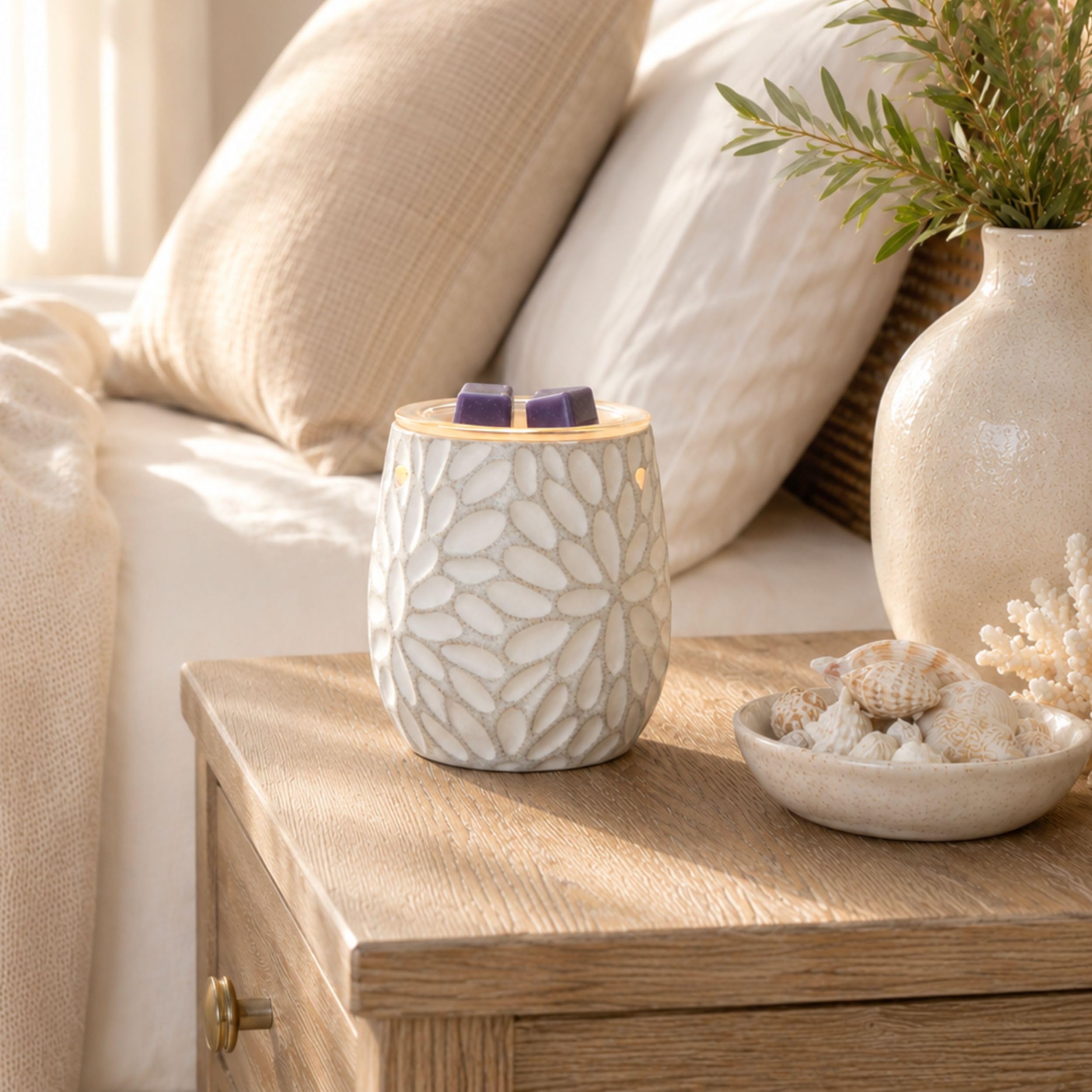 Scentsationals Calentador de cera, cubo de cera perfumada, dispositivo de fusión, flor, quemador de aroma eléctrico, ambientador de vela sin mecha, tamaño completo, decoración del hogar, decoración