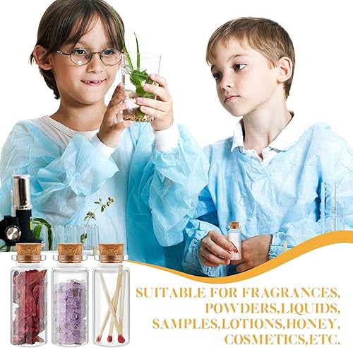 Miniatura 4 de Bokon 48 botellas de vidrio pequeñas de 1.4 fl oz con mini viales de corcho con tapones de corcho de madera, frascos de vidrio pequeños de