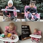 PandaEar Portable Baby Seat Travel Chair for Girls| Compact Fold with Straps for Indoor/Outdoor Use| Great for Camping, Beach, Lawn |Toddlers, Kids (Pink)