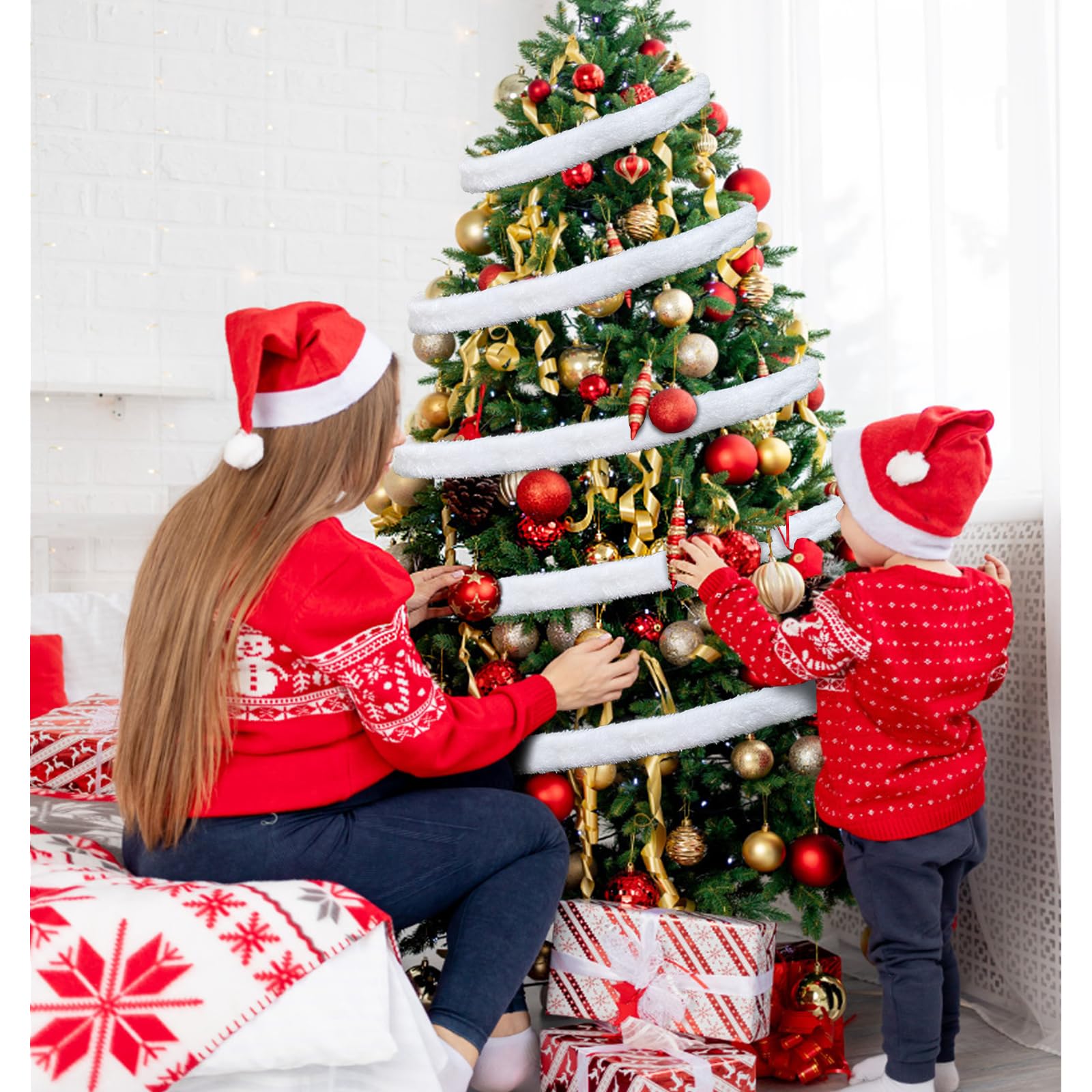 AIEX Kunstpelzband Weiß – 3 Rollen à 3 M X 5 Cm, Für Weihnachtsdekoration, Basteln, Kleidung