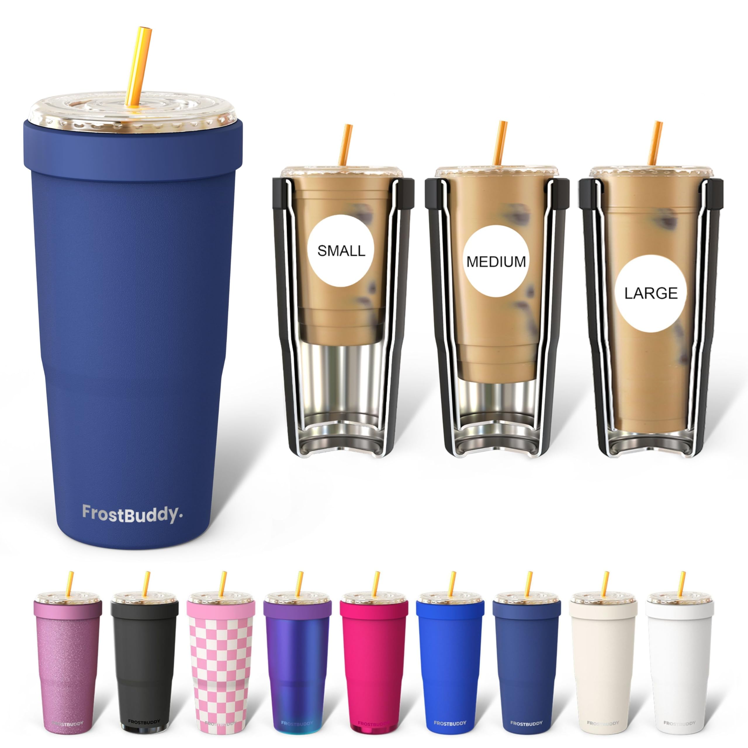 Frostbuddy | To Go Buddy - 30 oz Stainless Steel Vacuum Insulated Tumbler Cup - thermal cups for hot and cold drinks - stainless steel Tumbler Dunkin Cup (Navy)