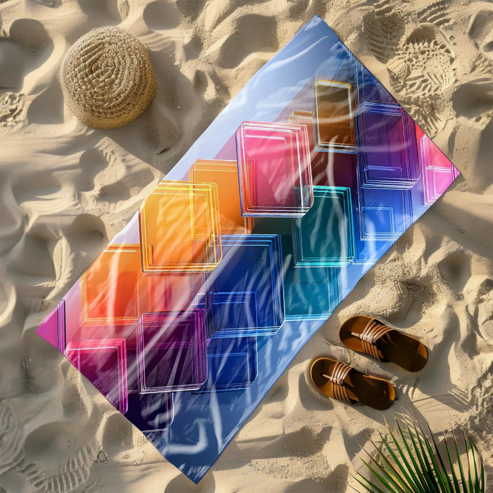 Generico Telo Mare Grande Modello Giallo Blu | Microfibra Telo Mare Antisabbia Leggero Compatto Asciugatura Rapida Assorbente Per Piscina Bagno Lavabile Fino