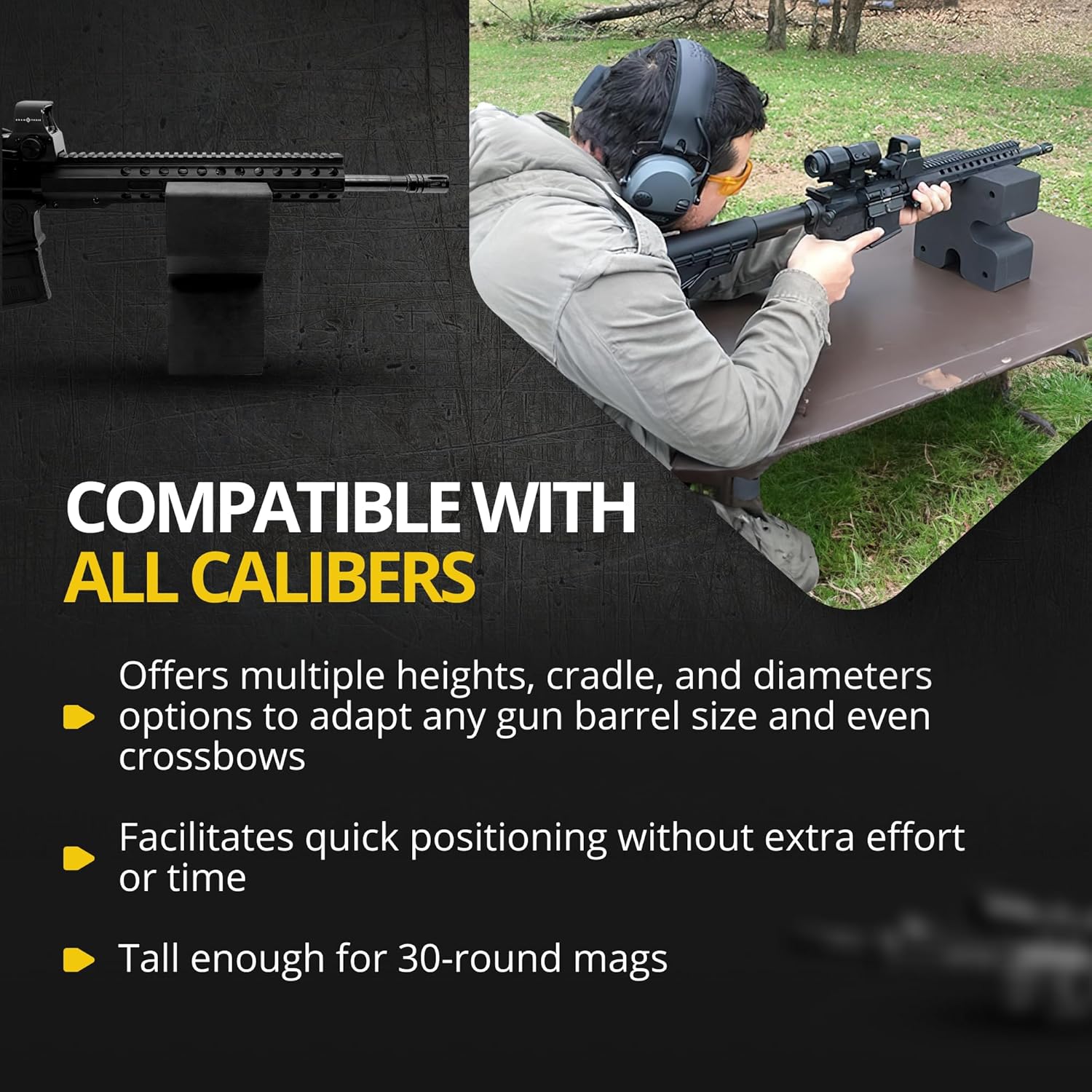 BenchMaster X-Block Shooting Rest, Multiple Sizes, Precision-Enhancing Rifle Rest, Recoil Reduction, Resistant to Gun Oil, Made in The USA