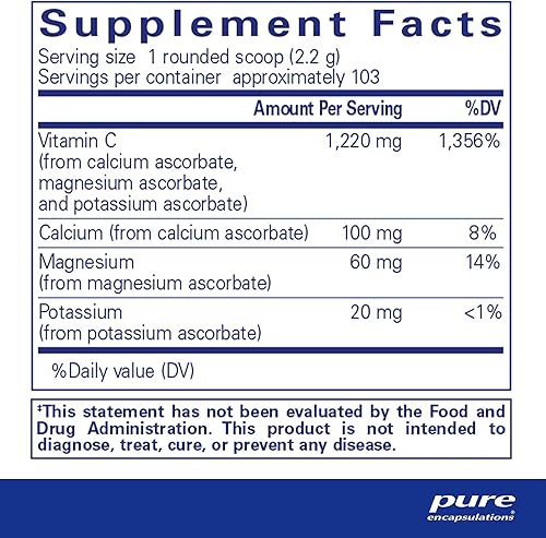 Miniatura 2 de Pure Encapsulations - Acido ascórbico amortiguado en polvo. Suplemento de Vitamina C hipoalergénica para personas sensibles. 227 gramos