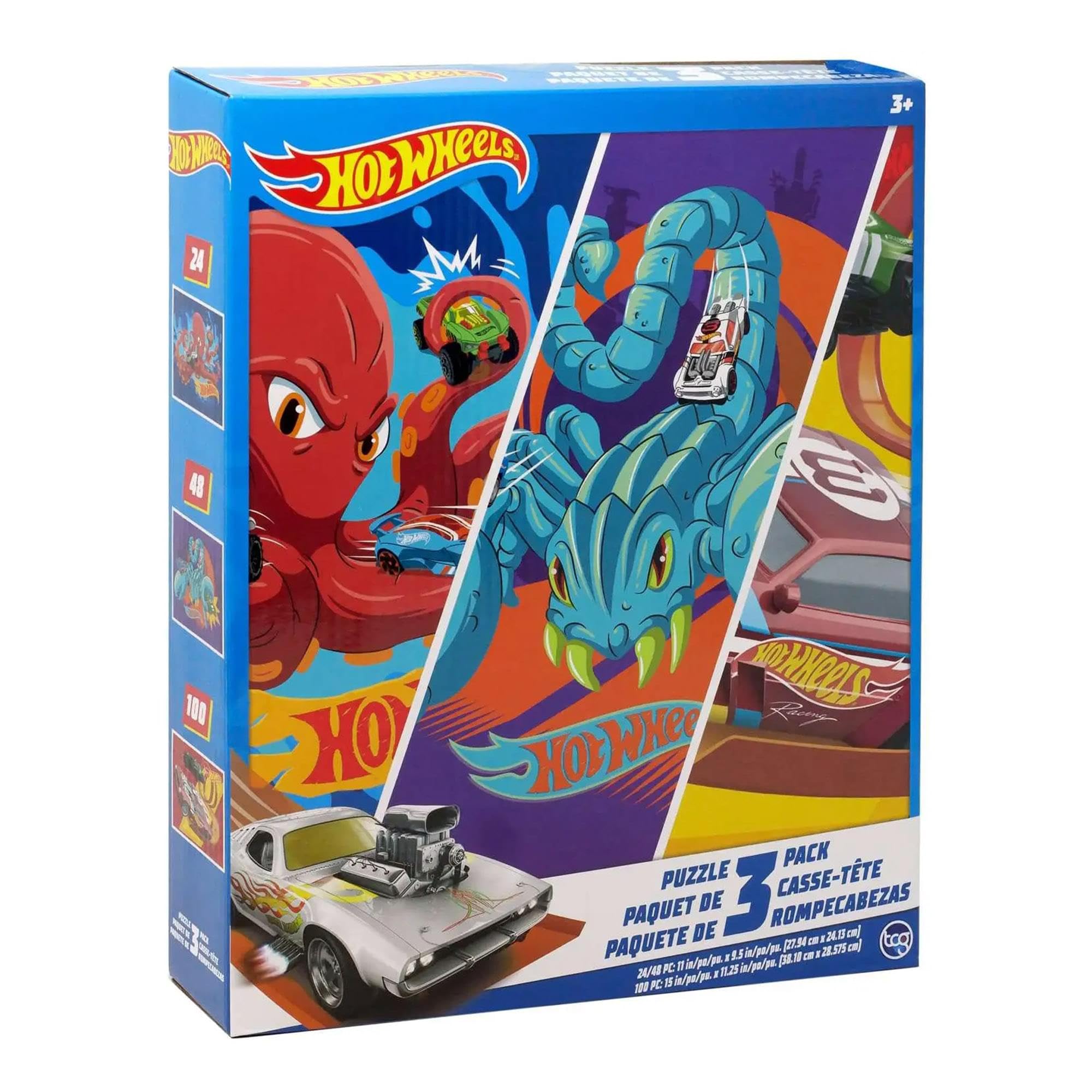 Amazon.com: Hot Wheels 3 Pack Kids Puzzles (1X24PC, 1X 48PC