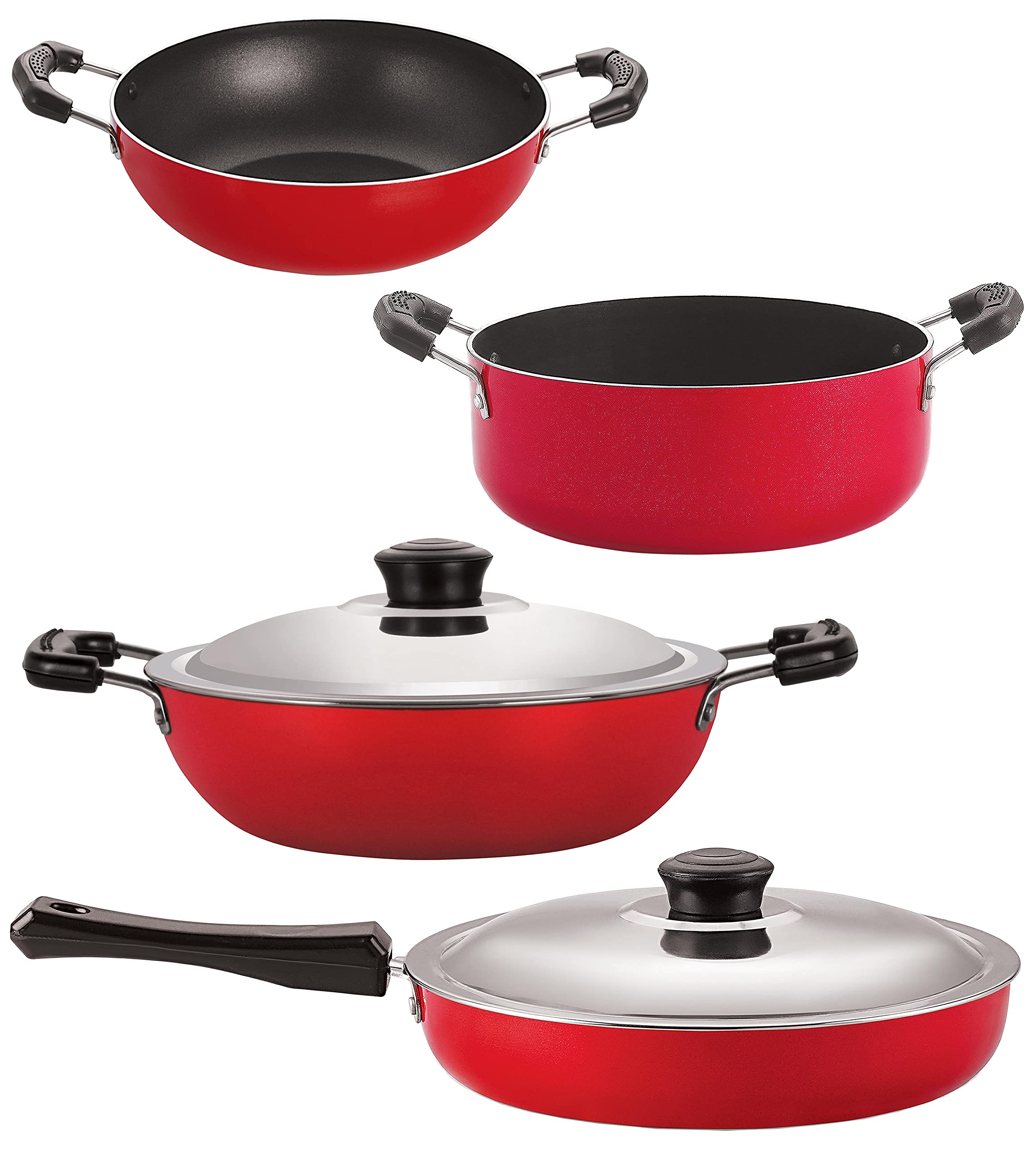 Nirlon Non-Stick Cookware Kitchen Cooking Essential Combo Set of 4 Pieces (FP13_KD11_DKD(M)_CS24)
