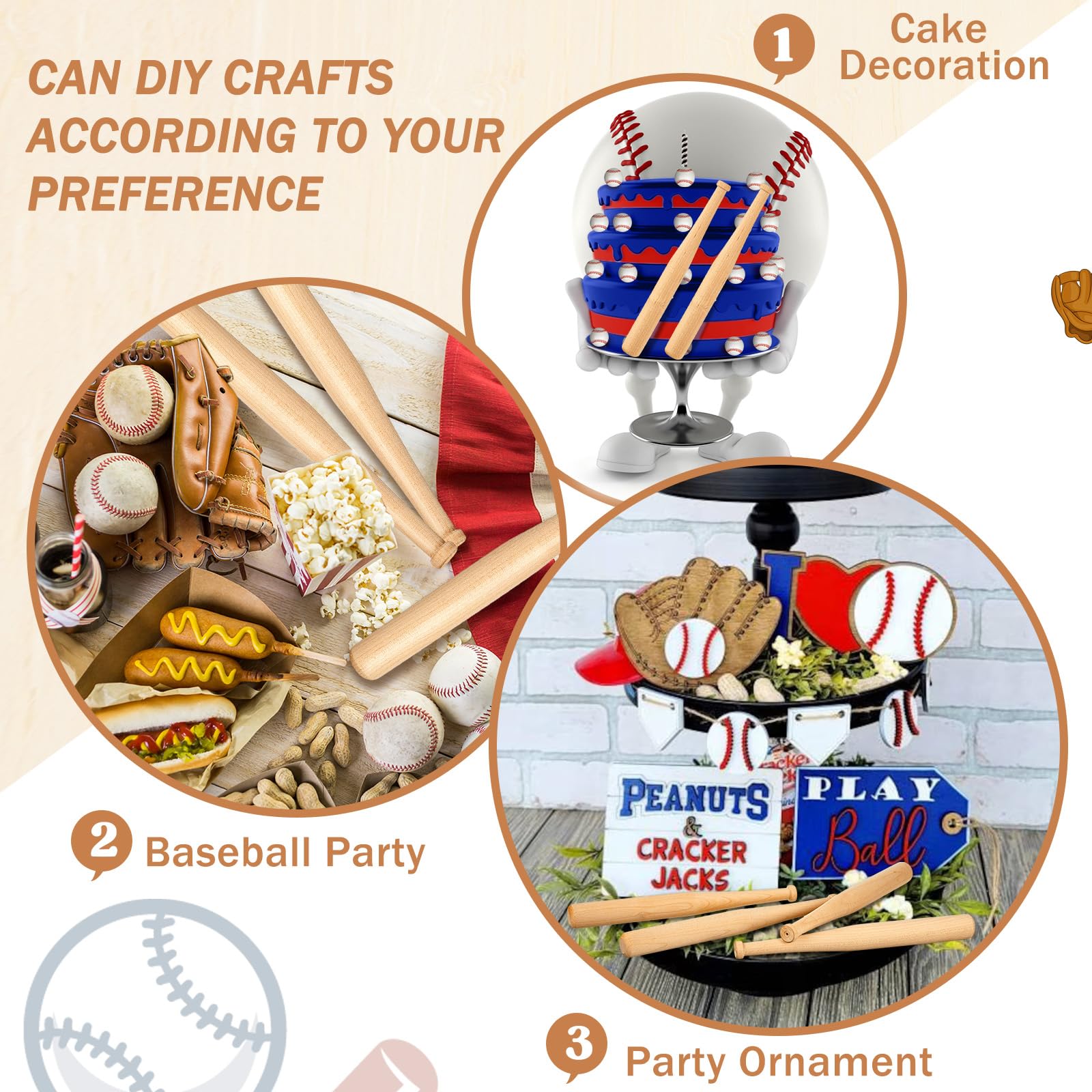 Juexica 6 mini bates de béisbol de 6 pulgadas sin terminar pequeños bates de madera sin pintar bates de béisbol de madera para pintar llaveros figuras de acción, proyectos de manualidades, bolas
