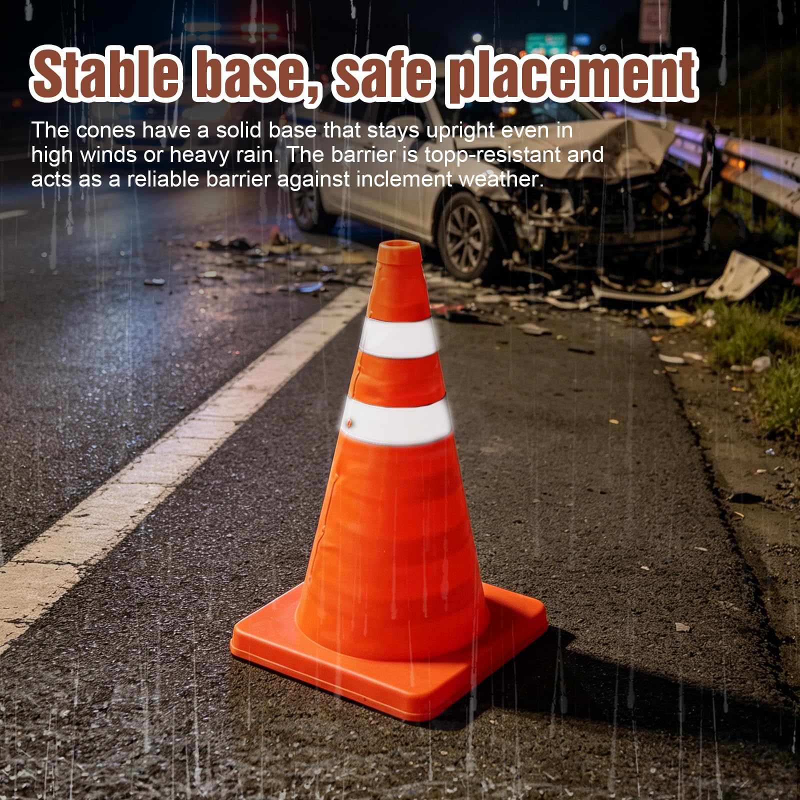 Lot de 4 Cone de Signalisation Pliable, 45 cm Plot de Chantier avec Bandes Réfléchissantes Pop up Cones De Sécurité pour Travaux Régulation du Trafic Parking Signalisation Routière avec Sa