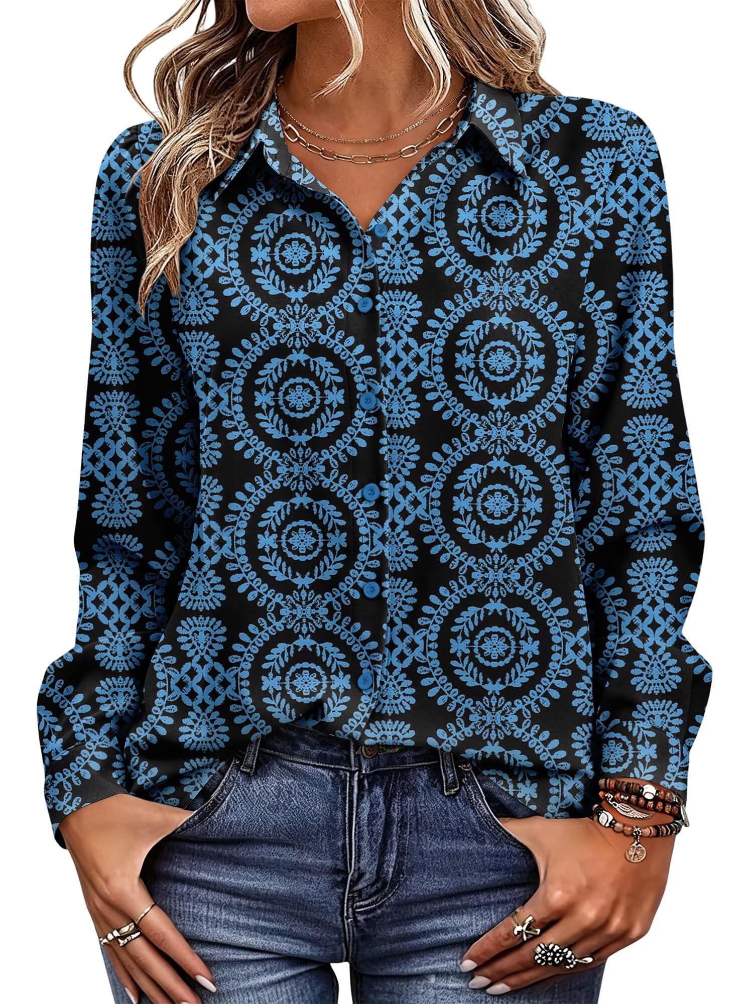 Magritta Women's Shirts Fashion Long Sleeve Tops Button Down Blouses