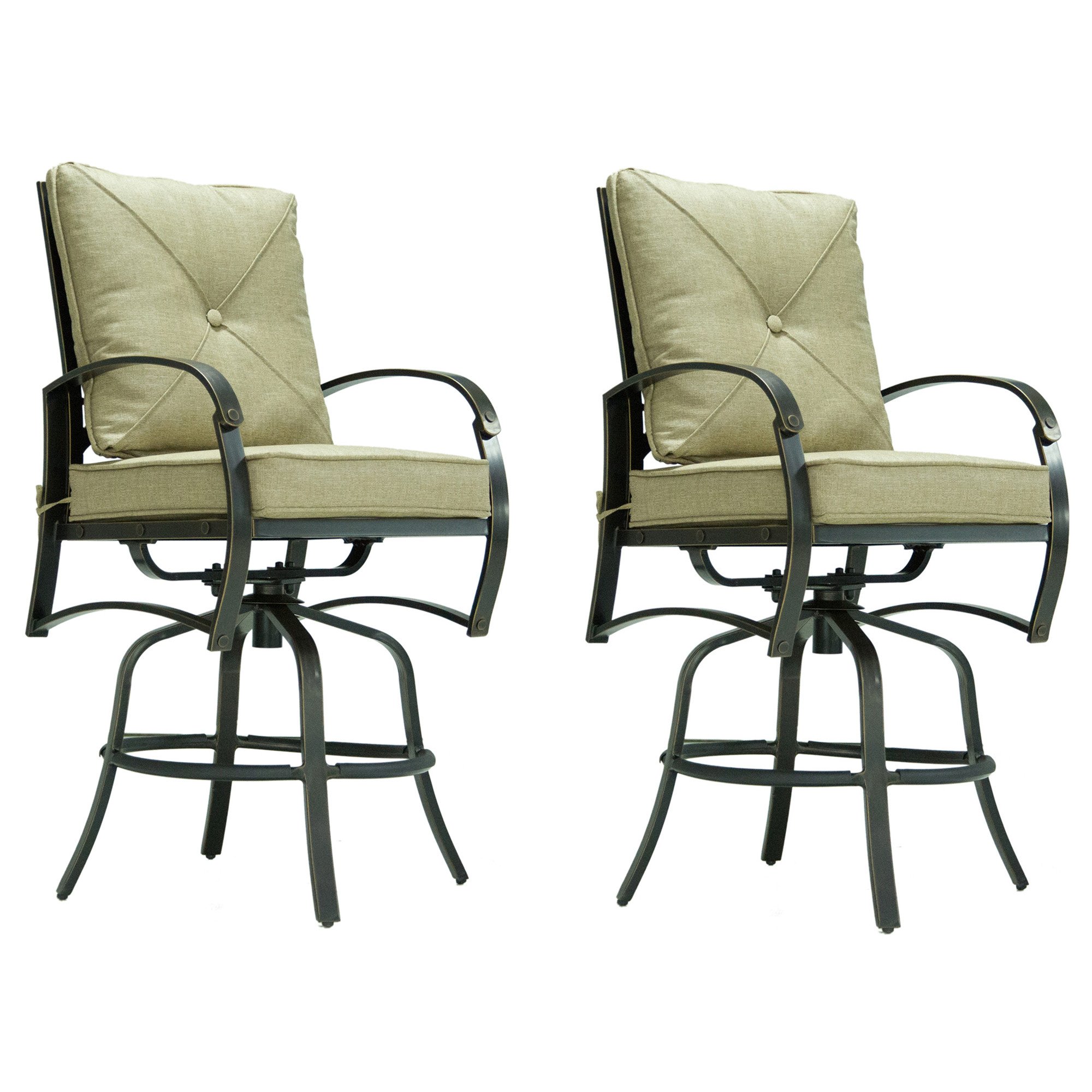 GOWE Bar Chair with Back and Seat Cushion, Set of 2