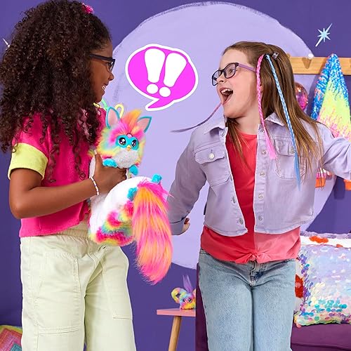 Miniatura 10 de FURBY Juguete interactivo para DJ, peluche electrónico de arcoíris súper cómodo con música, luces, movimiento y juegos, habla inglés y furbish, 32