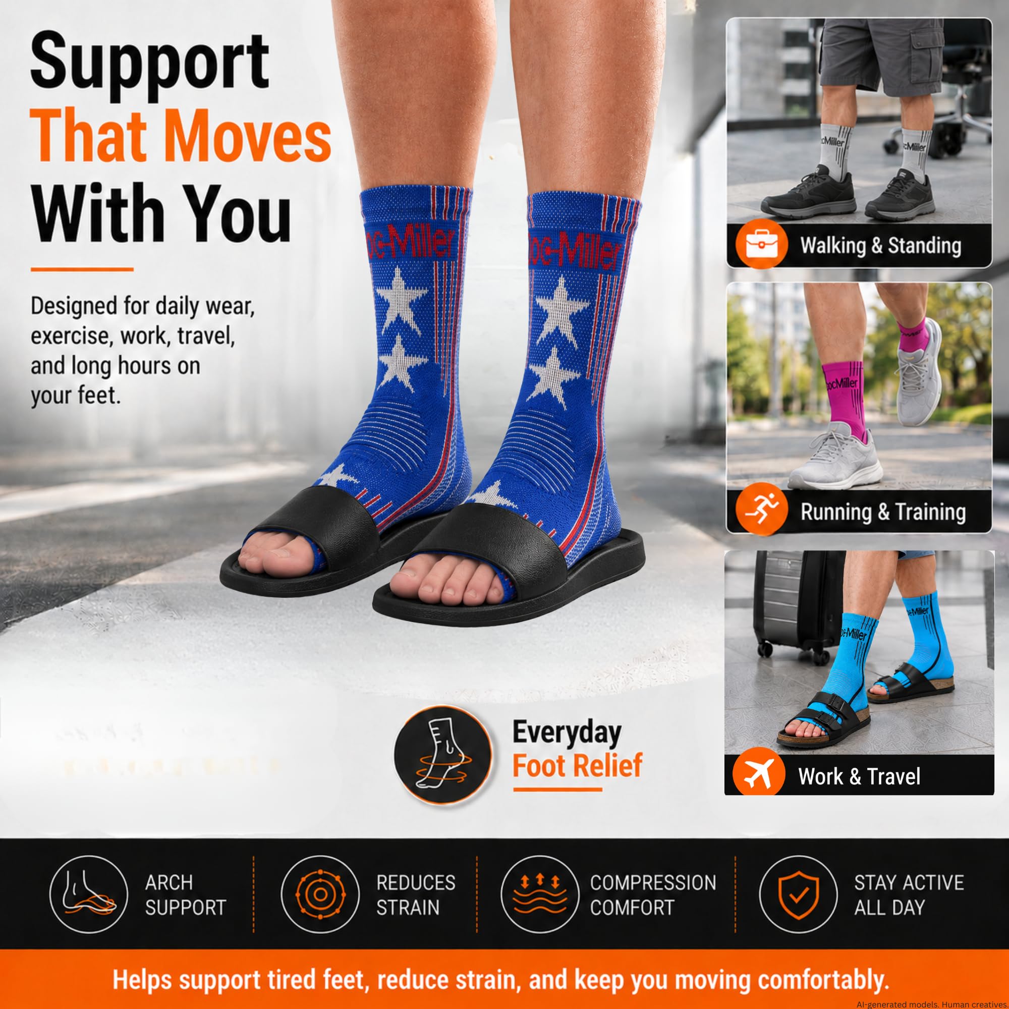 Doc Miller Aparatos ortopédicos de soporte para el tobillo. Calcetines para pie plantar hinchado fascitis tendinitis de Aquiles