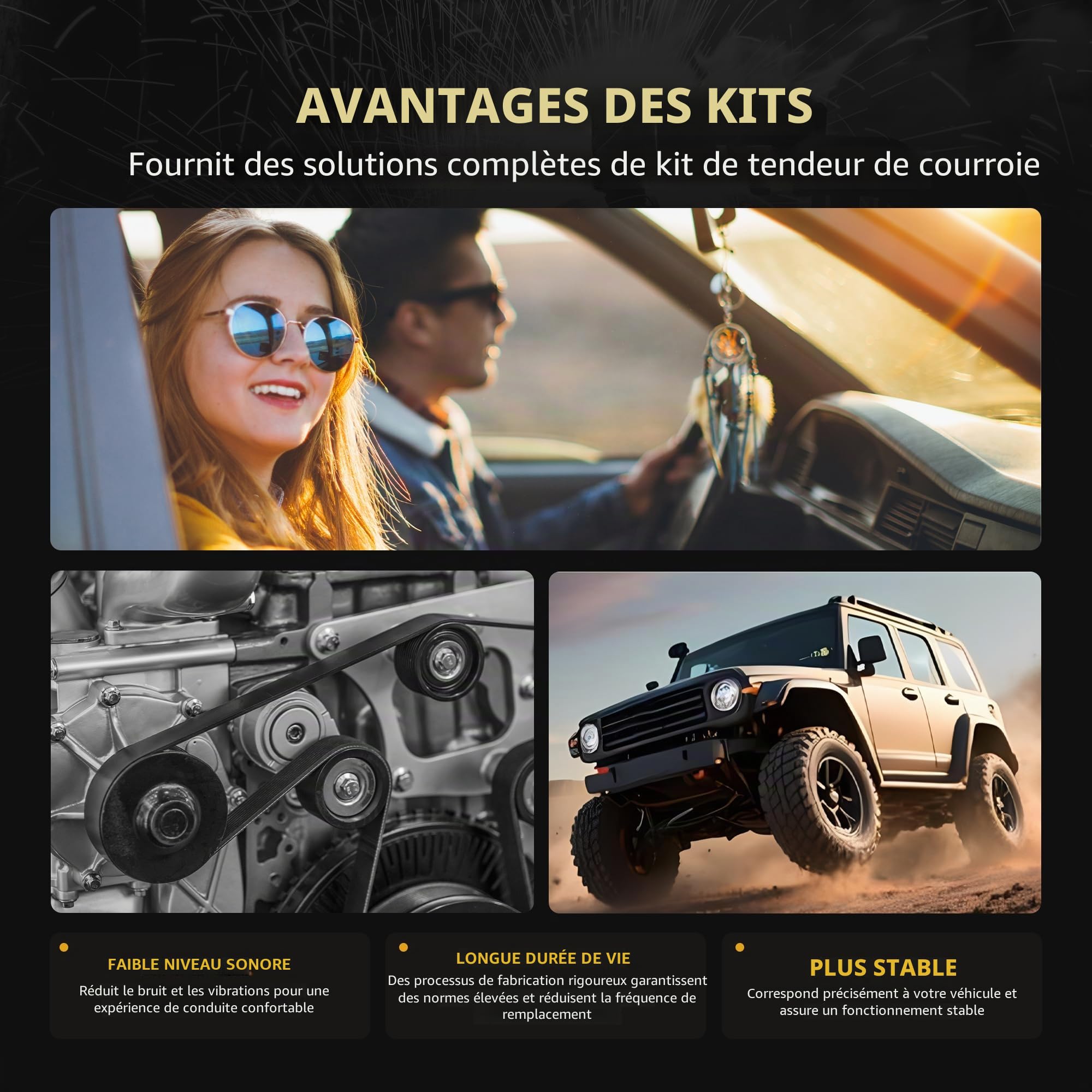 K066PK1195 Kit de courroie multi-V compatible pour Dacia Dokker Duster Lodgy 12-24 pour Classe A B GLA CLA 12-21 pour Juke Note Qashqai 2 10-24 pour Captur Clio 4 Fluence Grand Scénic Megane 3 4# 6PK