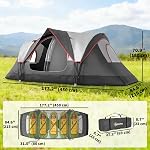 Tente de camping Outsunny pour 6 personnes avec 2 chambres, Grande tente familiale avec auvent 2000mm et panneaux en maille, Portable avec sac pour pêche, randonnée, festival, 15pi x 7pi x 71po