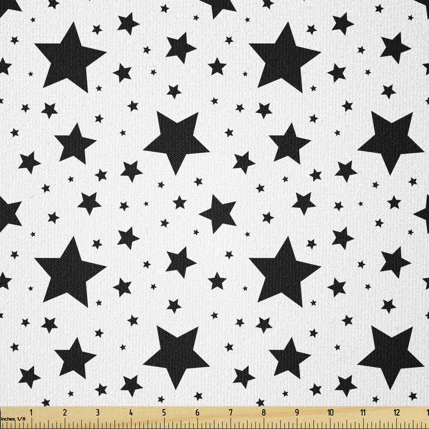 LunarableContemporary Fabric by The Yard, Monochrome Star Pattern Space Inspired Universe Abstract Cosmos Illustration, Stretch Knit Fabric for Clothing Sewing and Arts Crafts, 1 Yard, Black White