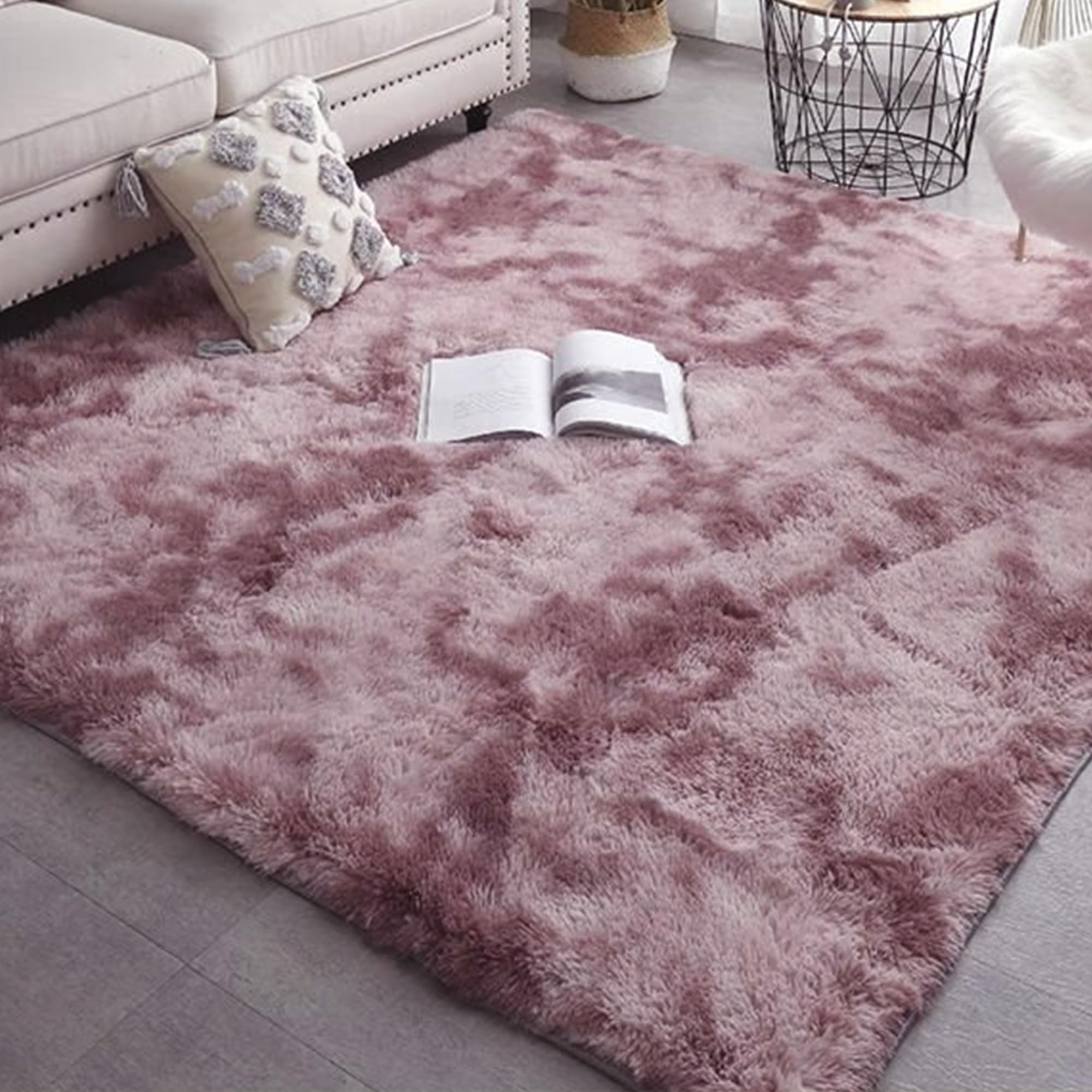 Tapis de Salon Douillet Rose Pourpre 150x350 | Tapis Moelleux Facile à Nettoyer
