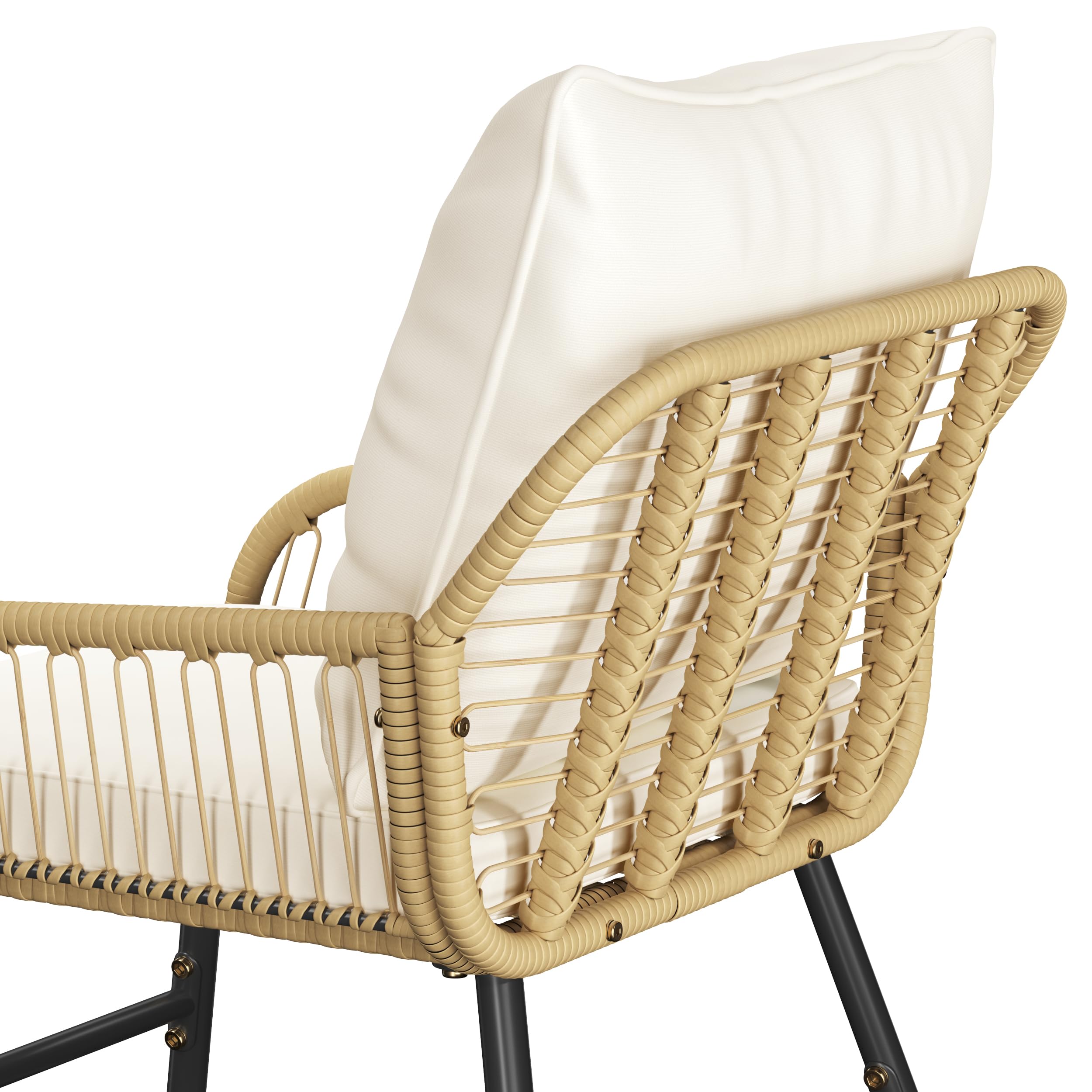 Yaheetch - Ensemble de 3 Meubles de bistrot en polyrotin avec 2 chaises - Petit Balcon, Salon de Jardin, extérieur, Marron Clair et Blanc crème