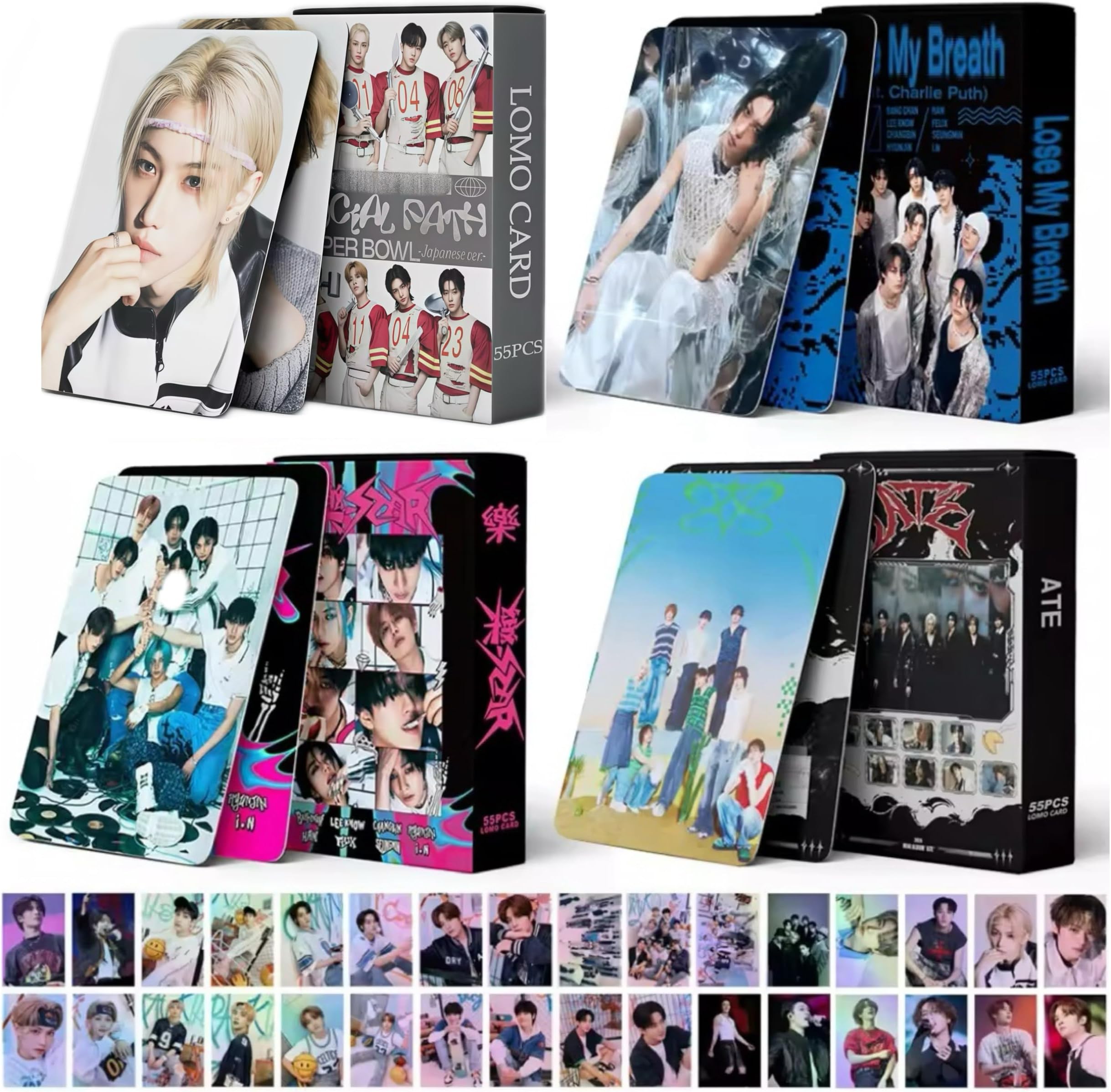 4 Pack/220PCS Stray-K Photocards, Stray-K Lomo Cards SK New Album Postcards Cards Set Stray-K Lomo Card Postcard Birthday Gift Cards for Fans
