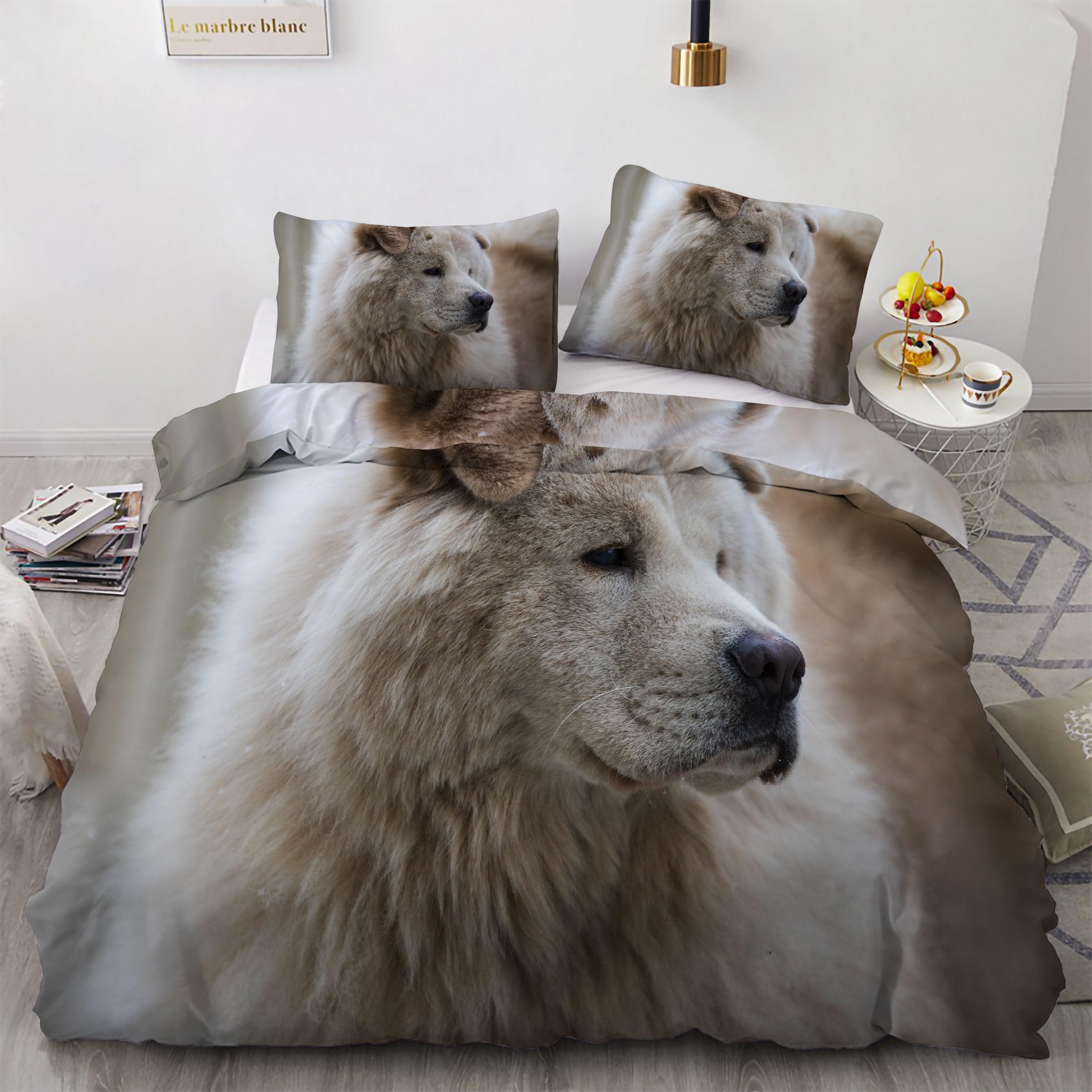 Housse de couette 200x200 zippée lavable parure de lit chien douce