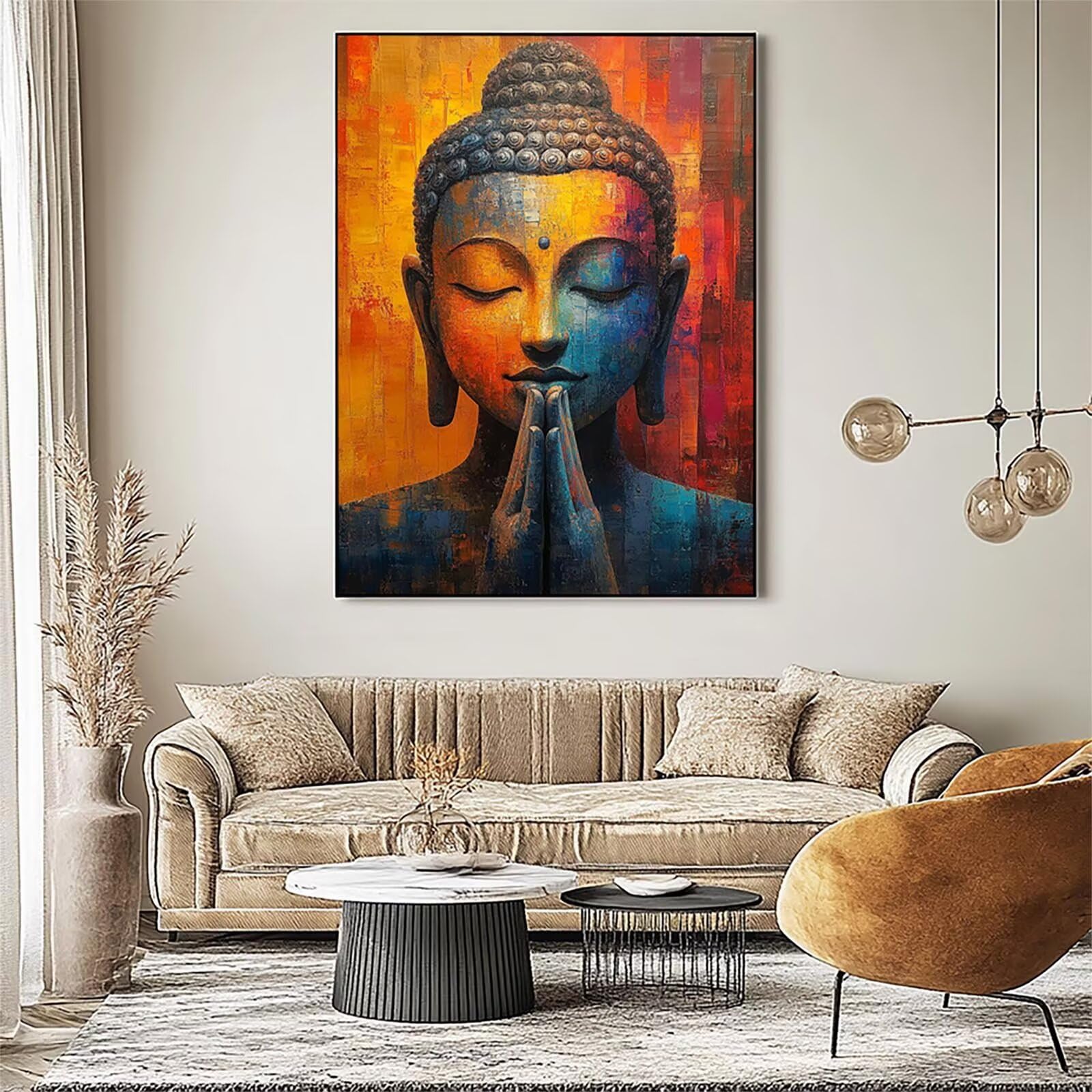 GYYH-5545 Zen Malowanie po numerach, dla dorosłych, abstrakcyjne płótno do malowania według numerów, dla dorosłych, 102 x 137 cm, artykuły plastyczne na ścianę z zestawem farb akrylowych i pędzlem do