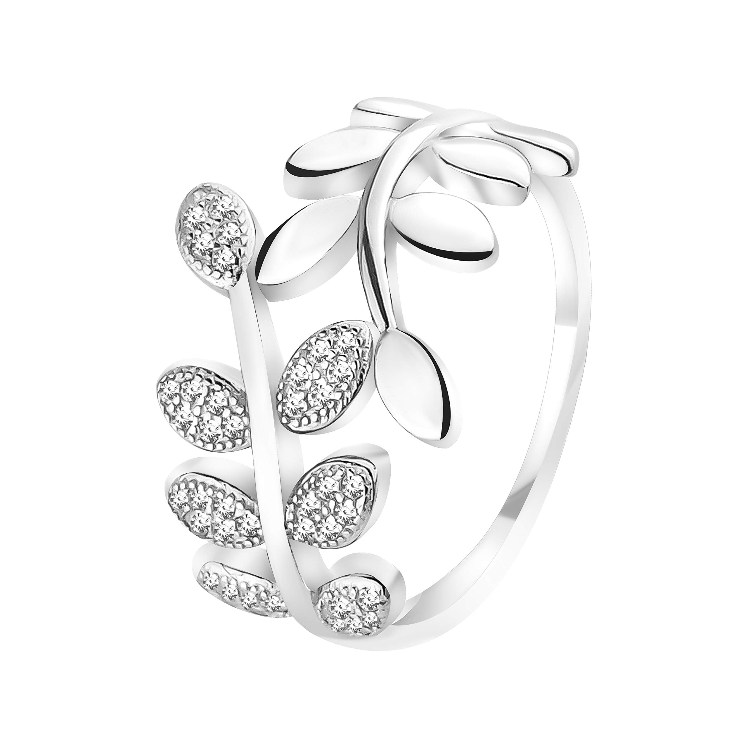 Sofia MilaniWomen's Ring 925 Silver - with Zirconia Stones - Leaf Ring - 10099