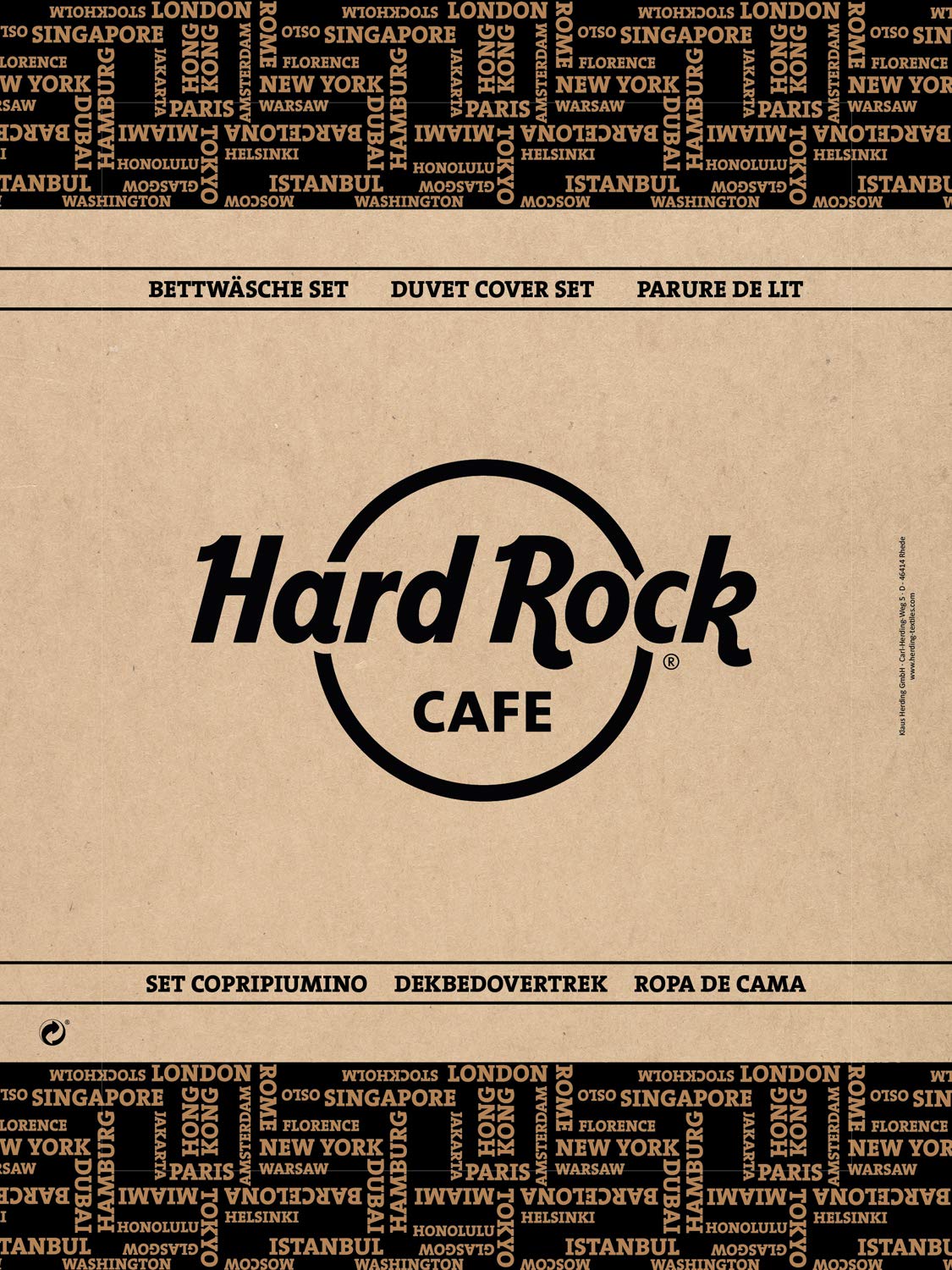 Herding HARD ROCK Bettwäsche-Set, Wendemotiv, Original Hard Rock Café Lizenz, Bettbezug 135 X 200 cm, Kopfkissenbezug 80 x 80 cm, Baumwolle/Renforcé, Grau