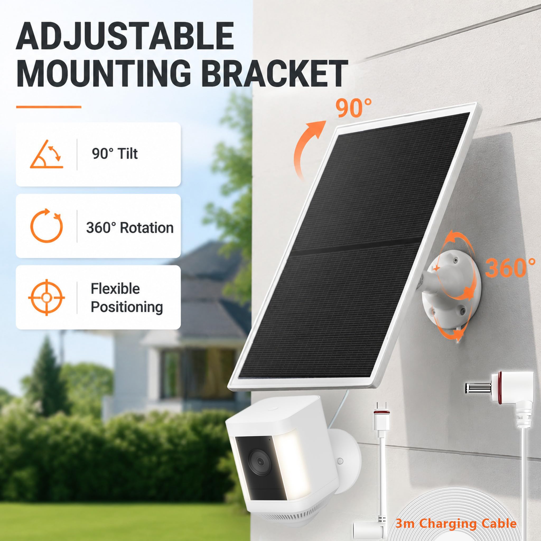 2-pak ładowarka do paneli słonecznych 10 W/5 V, do kamery Ring Spotlight