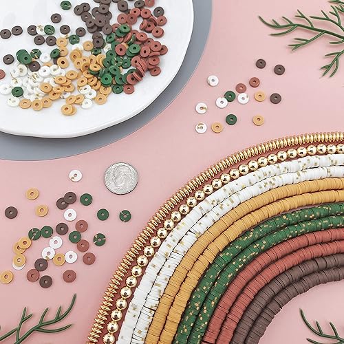 Miniatura 2 de BOCAR - Juego de 10 hilos de cuentas de arcilla de 0.236 pulgadas, cuentas planas de vinilo hechas a mano, arcilla polimérica, 2 hilos de cuentas
