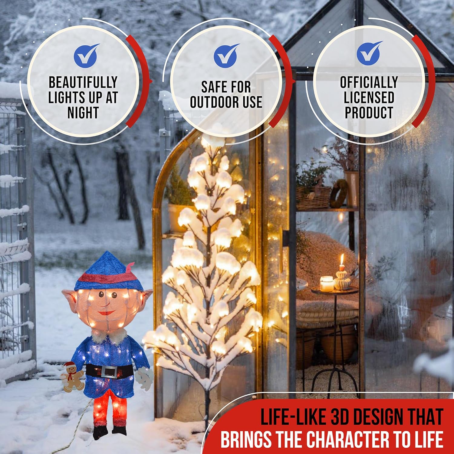 Productworks 24" Boy Elf Outdoor Rudolph Christmas Decorations, Rudolph The Red Nose Reindeer Decorations, Light Up Rudolph Outdoor, Rudolph Misfit Toys