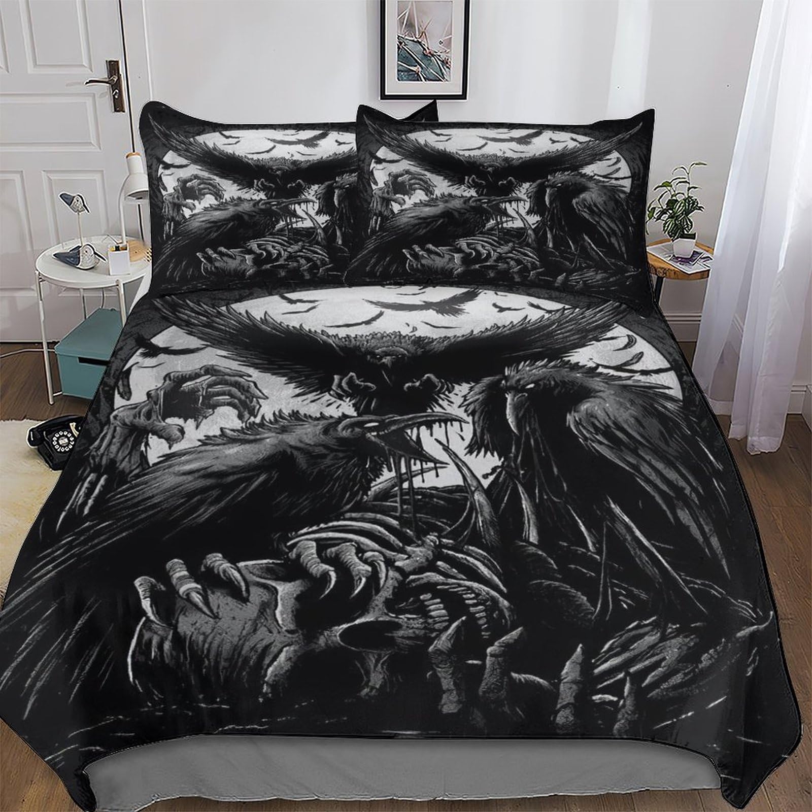 Aapzy Viking Myth-3 Viking Myth Duvet Cover Set With Pillowcases Printed Bedding Set With Zipper Closure Comforter Cover 3 Pieces Hypoallergenic Soft Microfiber Quilt Cover Double (200X200cm)