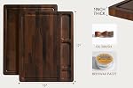 Planches à découper en noyer THETCHRY pour la cuisine, planche à découper en bois à grain de bout avec poignée, planches à charcuterie en noyer foncé à double face pour viande, légumes, fruits, fromage, 17 po x 13 po x 1 po