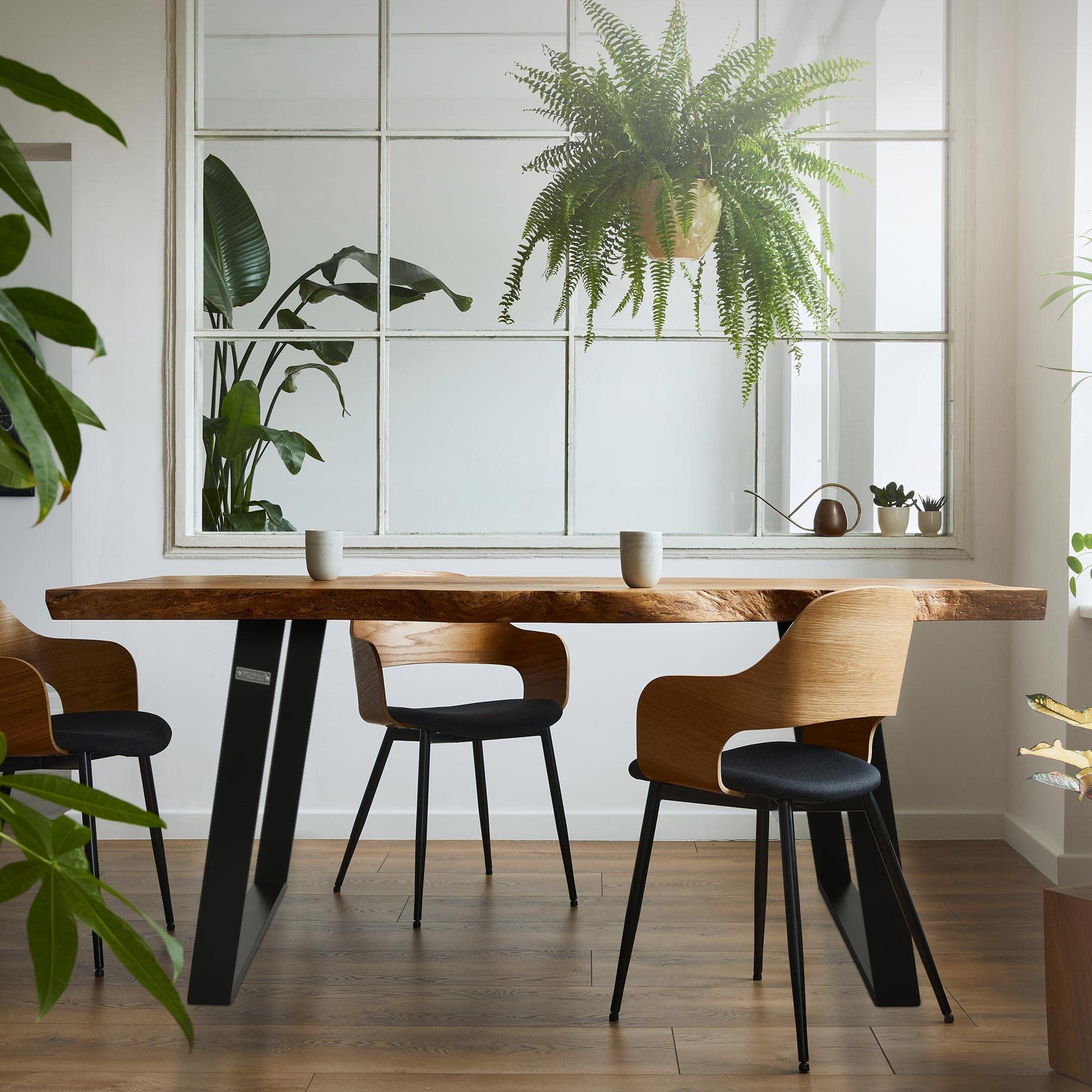 ML-Design Set de 2 Pieds de Table 80GRAD Inclinaison, 75x72 cm, Noir, Design Industriel, Profil 8x2 cm, Support de Plateau Inclinés, Patins de Meubles en Métal, pour Table Basse/Banquette