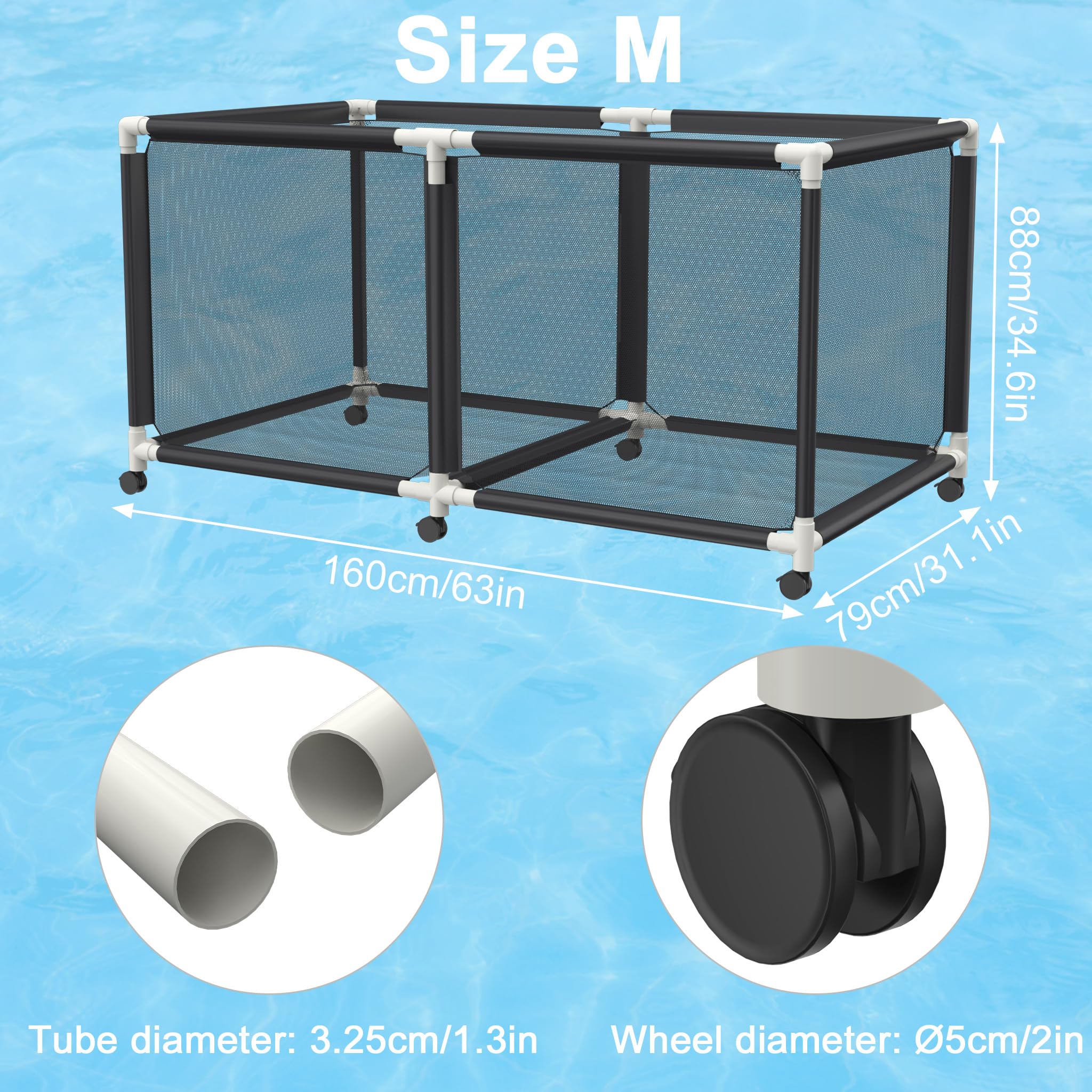 AufuN Caja de almacenamiento para piscinas, contenedores de almacenamiento de piscina, organizador de almacenamiento de flotador para fideos, juguetes, nadadores, toallas, organizador de red para