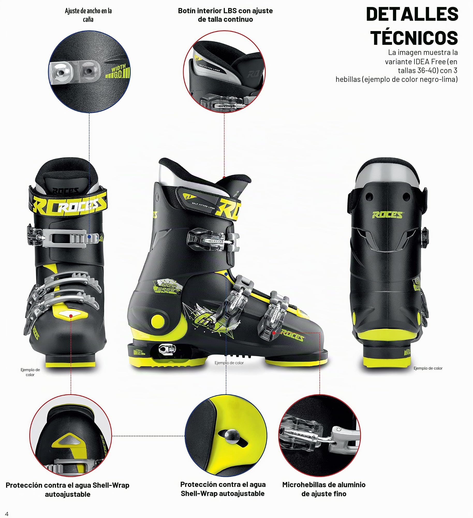 Roces Botas de esquí, tamaño Ajustable
