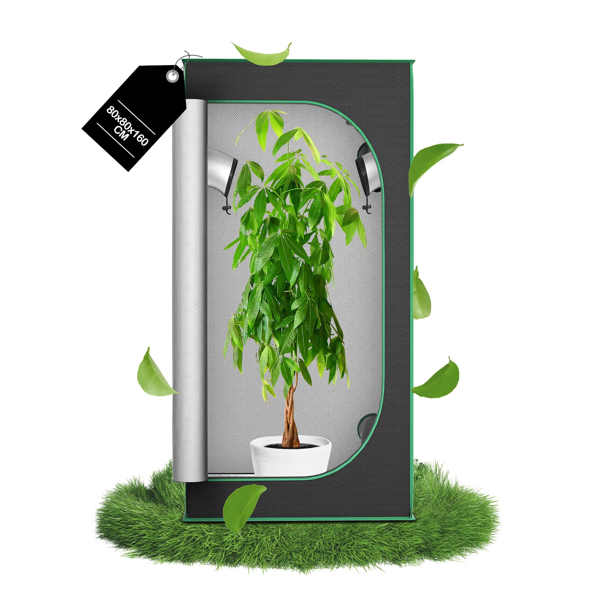 YRHome Namiot do uprawy roślin do użytku wewnątrz pomieszczeń, wodoszczelny i z przezroczystym okienkiem, namiot roślinny z tkaniny Oxford 600D, namiot do uprawy pomidorów, warzyw, 80 x 80 x 160 cm
