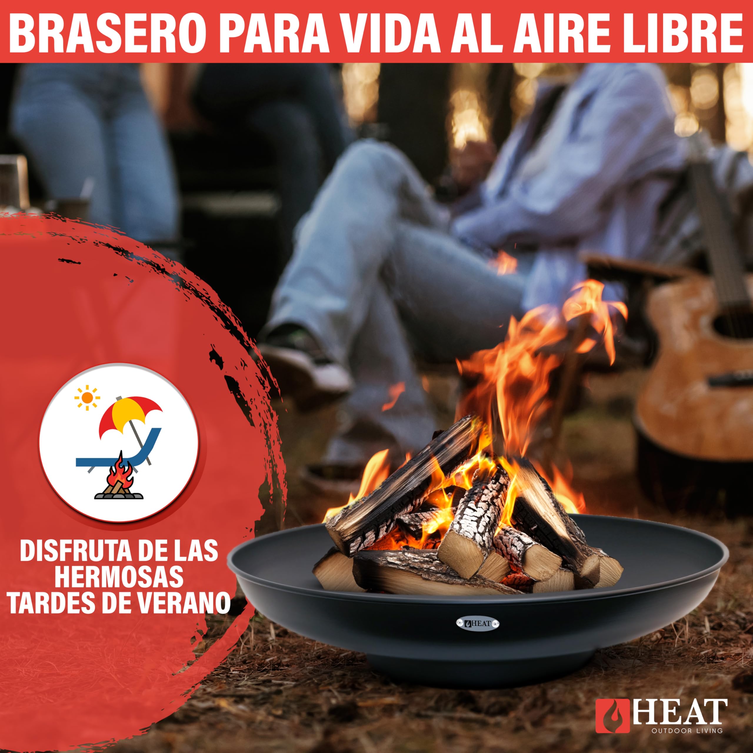 Cuenco de Fuego de 80 cm de Óxido – Braseros para el Jardín – Chimenea Exterior & Tonne – Cuenco de Acero Lacado – Cesto de Fuego para el Jardín - 80x80x19 cm