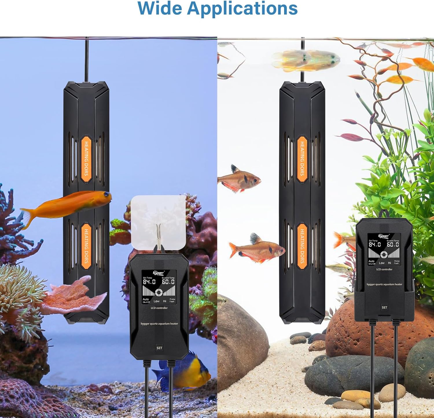 hygger Aquarium Heater, 100W/200W/300W/500W/800W Submersible Fish Tank Heater with Over-Temperature Protection and Automatic Power-Off Fish Heater with Digital Controller for Freshwater and Saltwater - Image 6