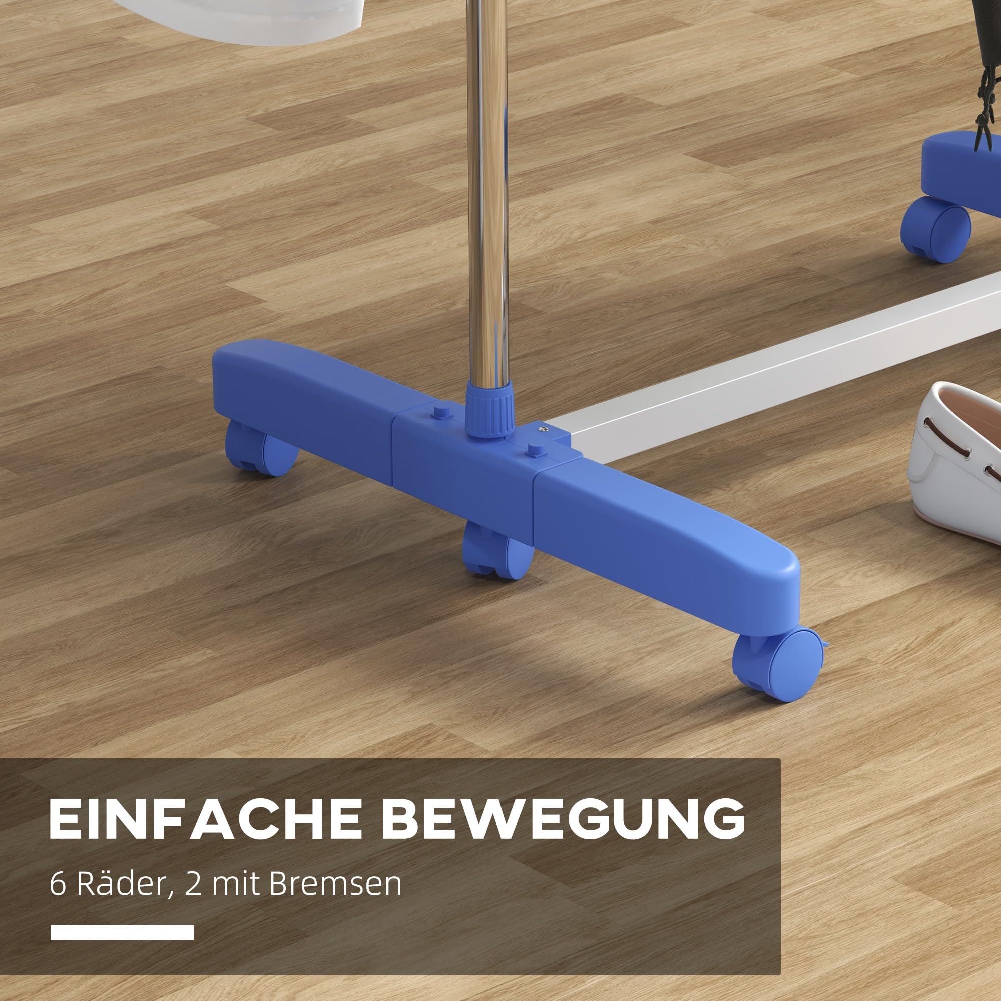 Homcom Wäscheständer Turm Standtrockner mit 4 Ebenen 142x55x172 cm Blau 142L – Bild 7