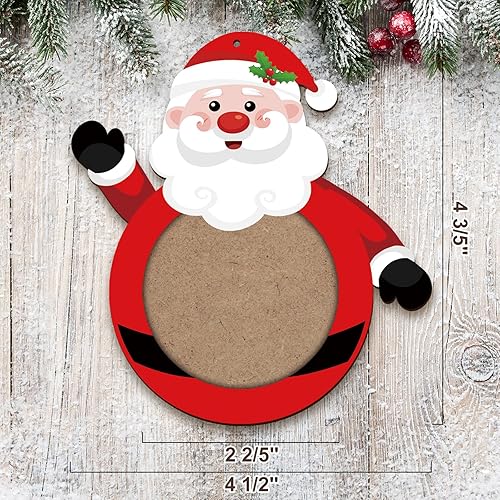 Miniatura 2 de Adornos de madera de Navidad para decoración del árbol de Navidad, marco de fotos de Papá Noel, adorno colgante para decoración del hogar (juego de